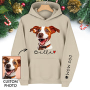 Custom Pet Photo Hoodie – Personalized Dog Photo Hoodie with Name, Dog Mom Gift