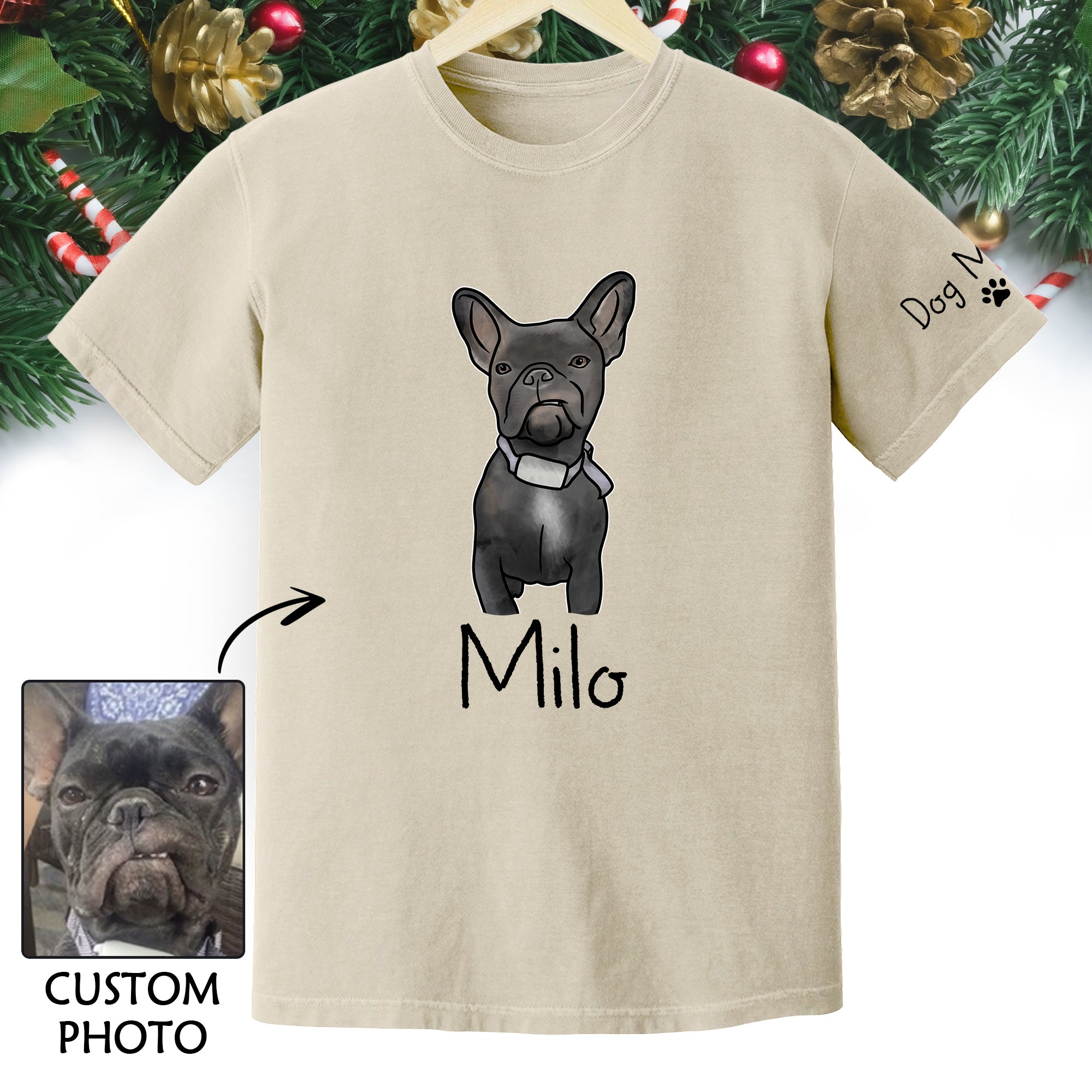 Custom Pet Portrait T-Shirt – Personalized Dog Lover Tee from Photo, Cute Gift for Dog Mom & Dog Dad