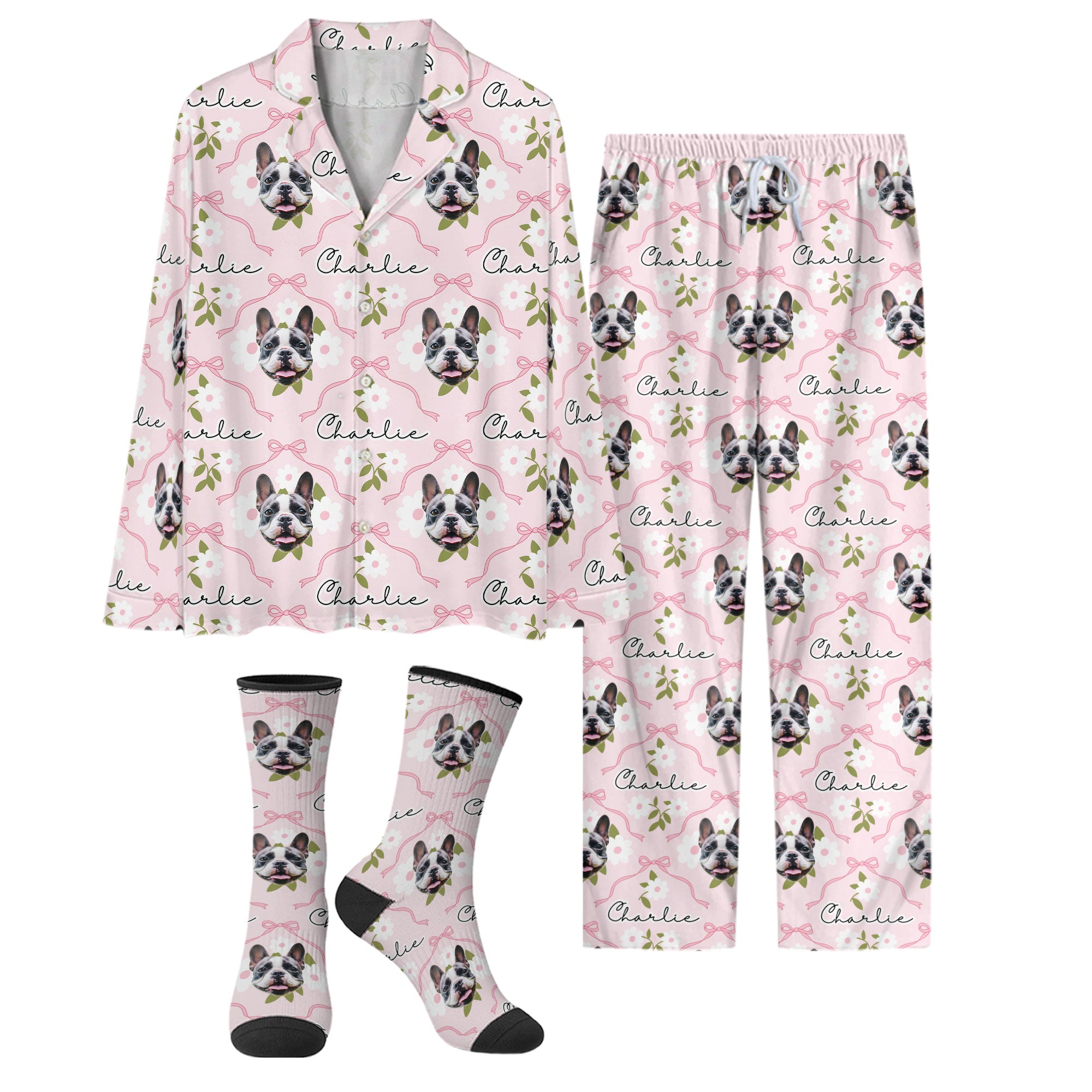 Pet Photo Custom Pajamas – Premium Christmas Matching PJs for Couples, Cozy Loungewear