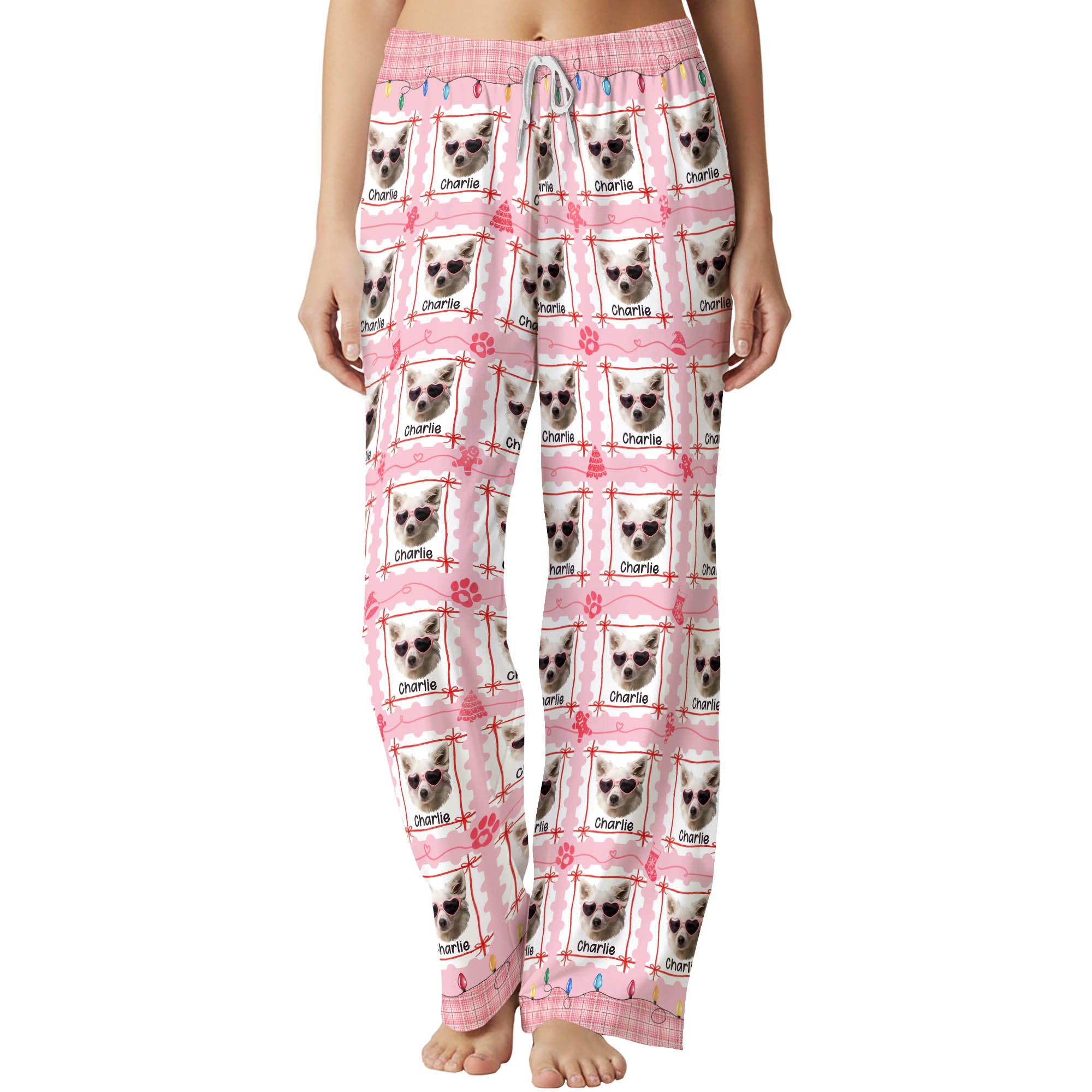 Custom Dog Mom Christmas Pajamas – Personalized Pet Face PJs for Women, Holiday Gift Sleepwear