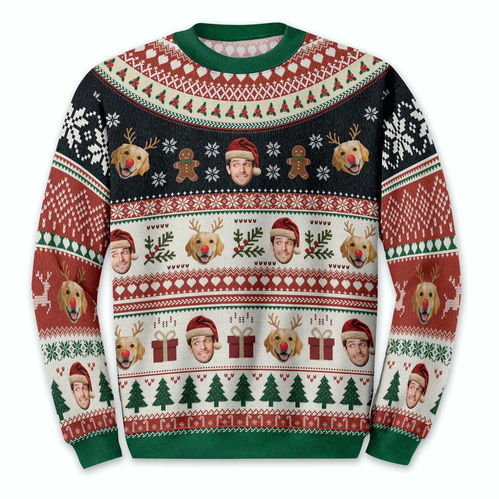 Personalized Dog Photo Christmas Sweater – Custom Holiday Sweatshirt Gift for Pet Lovers