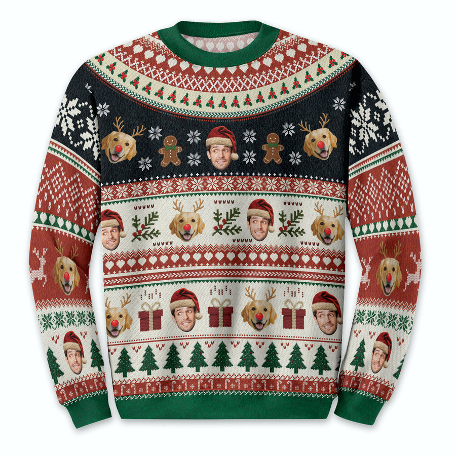 Personalized Dog Photo Christmas Sweater – Custom Holiday Sweatshirt Gift for Pet Lovers