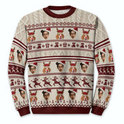 Custom Pet & Face Christmas Sweater – Personalized Ugly Xmas Sweatshirt Gift for Dog Mom