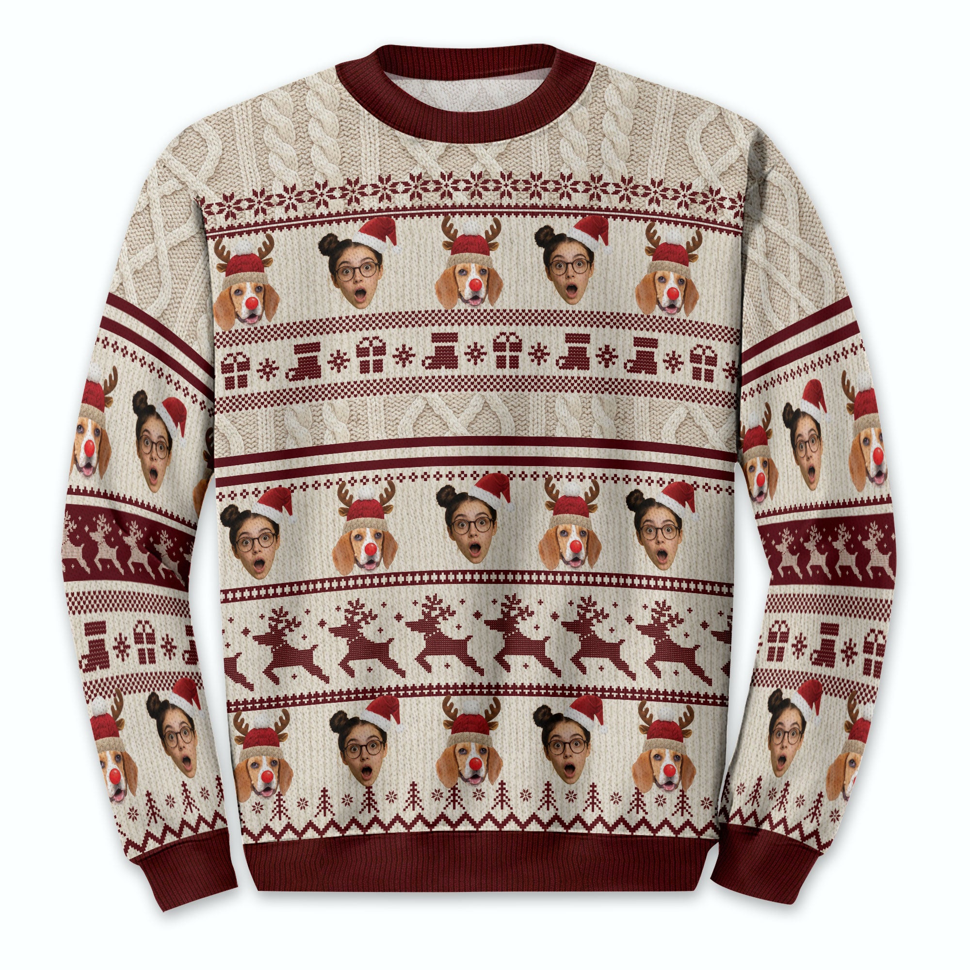 Custom Pet & Face Christmas Sweater – Personalized Ugly Xmas Sweatshirt Gift for Dog Mom