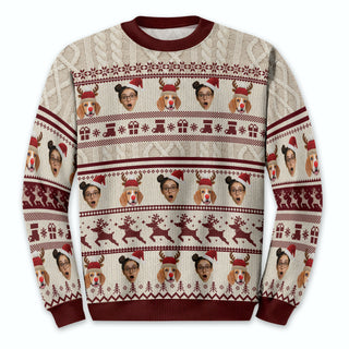 Custom Pet & Face Christmas Sweater – Personalized Ugly Xmas Sweatshirt Gift for Dog Mom