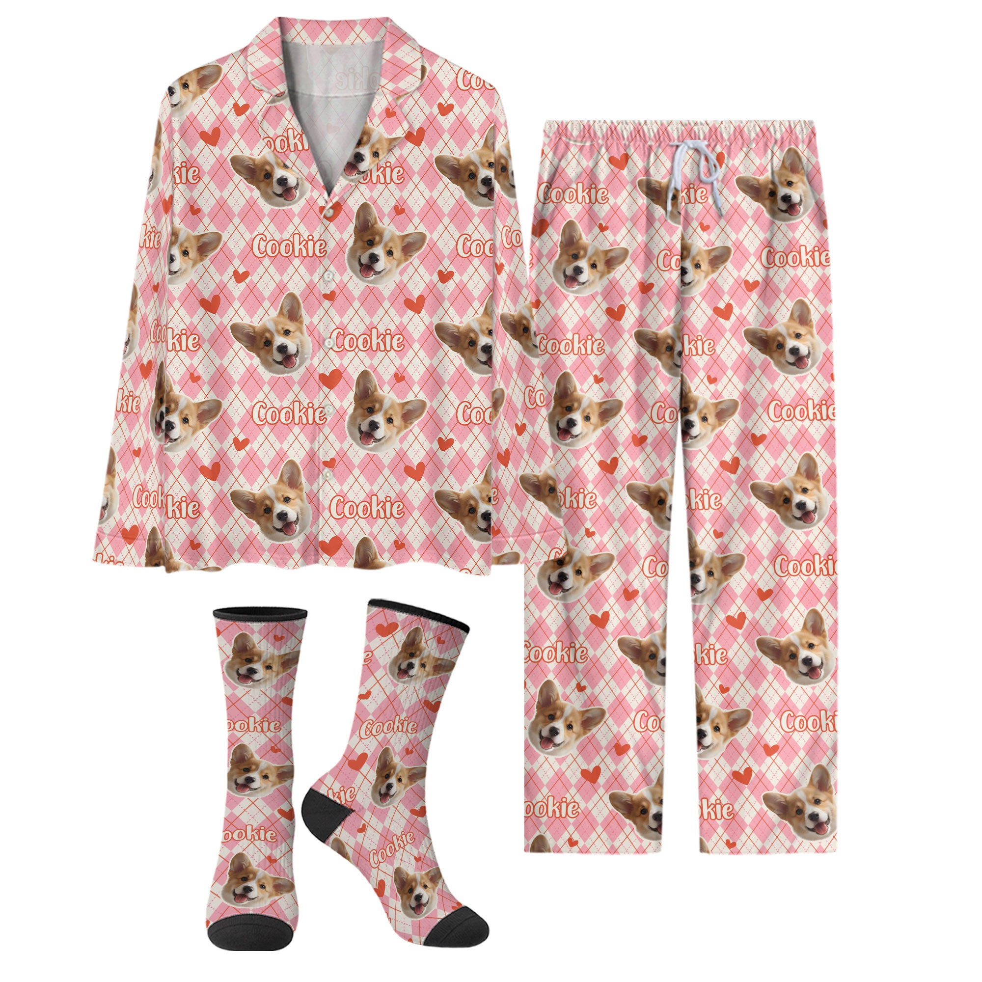 Custom Dog Photo Pajamas – Personalized Pet Face Lounge Set