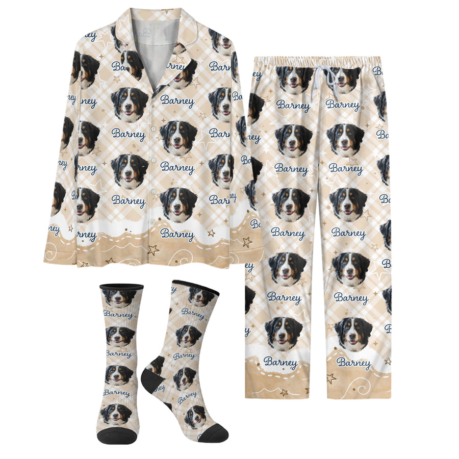 Cute Custom Pet Pajamas – Personalized Dog Face Outfit