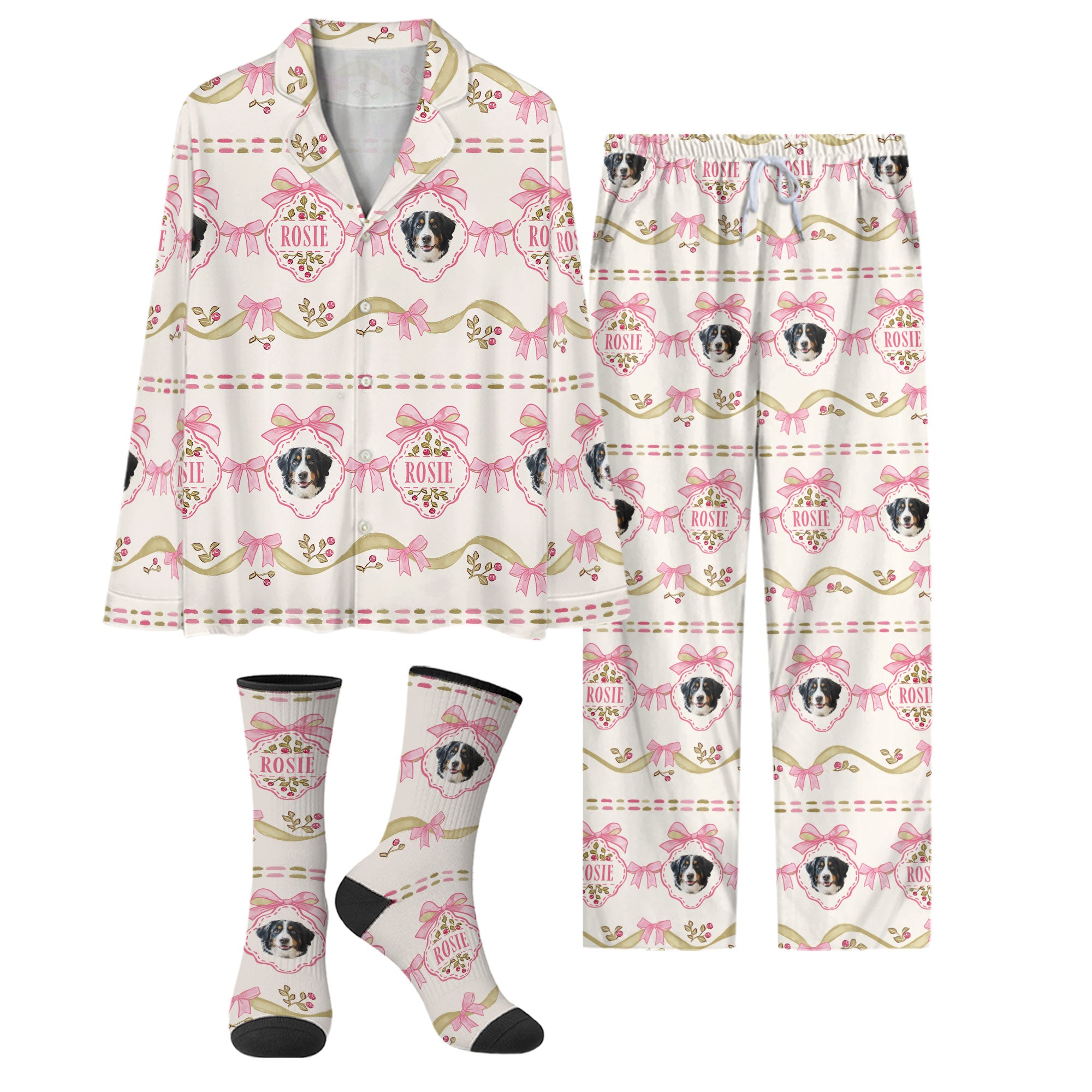 Custom Pet Name & Face Pajamas – Adorable Dog Edition