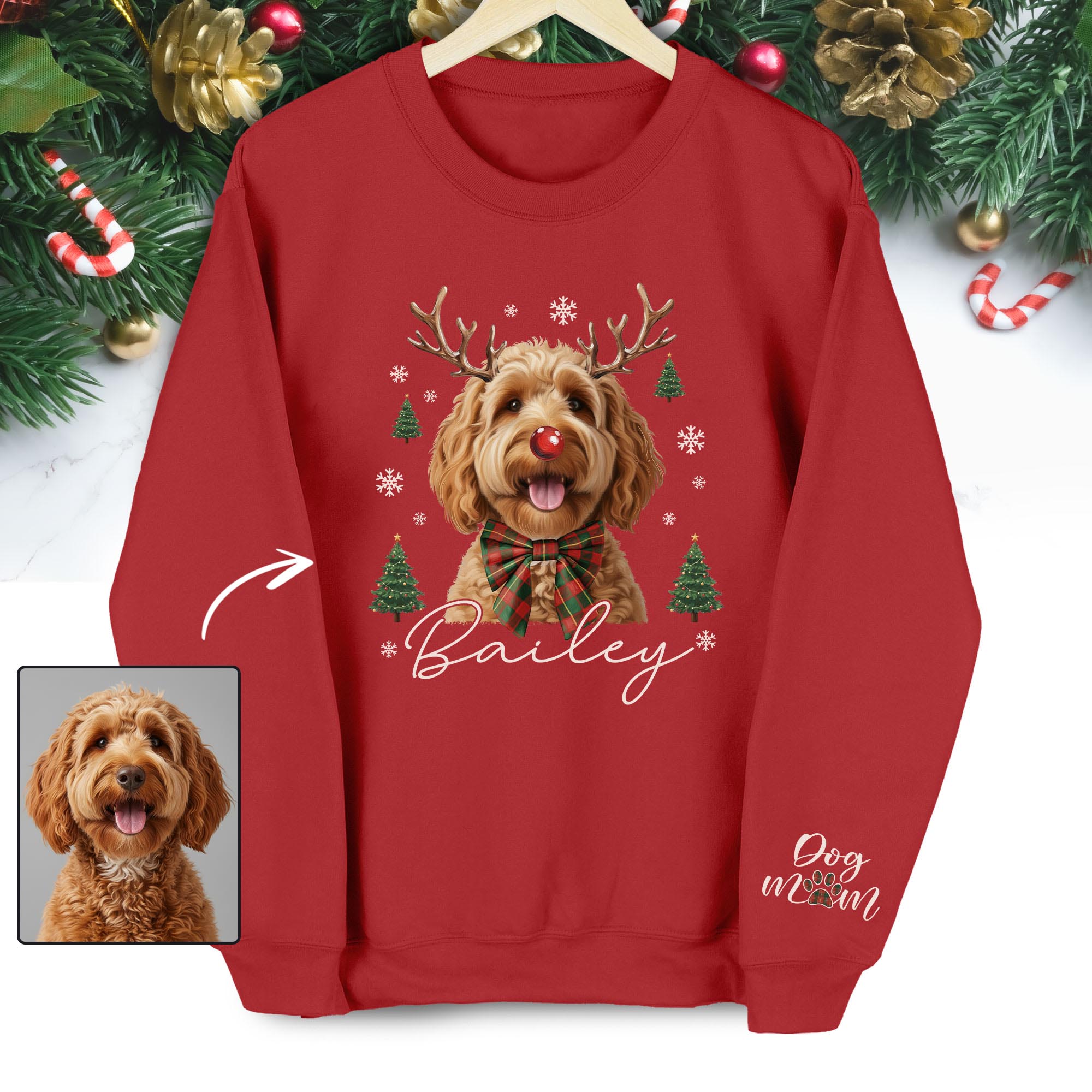 Custom Pet Face Dog Mom Sweatshirt – Personalized Gift for Dog Lovers