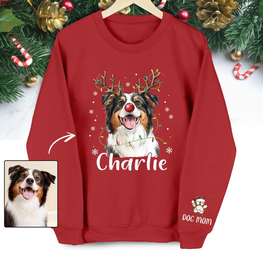 Personalized Dog Mom Sweatshirt with Custom Pet Face – Cozy Gift for Pet Owners