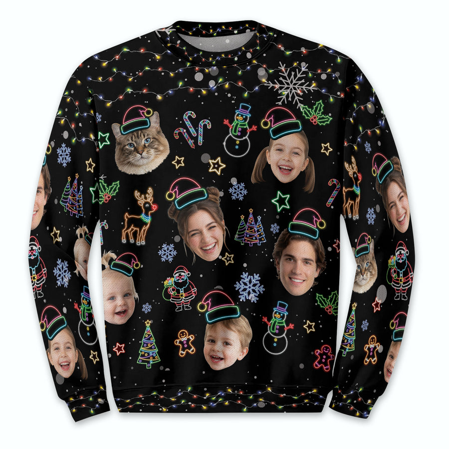 Custom Face Christmas Sweater – Personalized Ugly Xmas Sweater for Dog Mom, Holiday Gift
