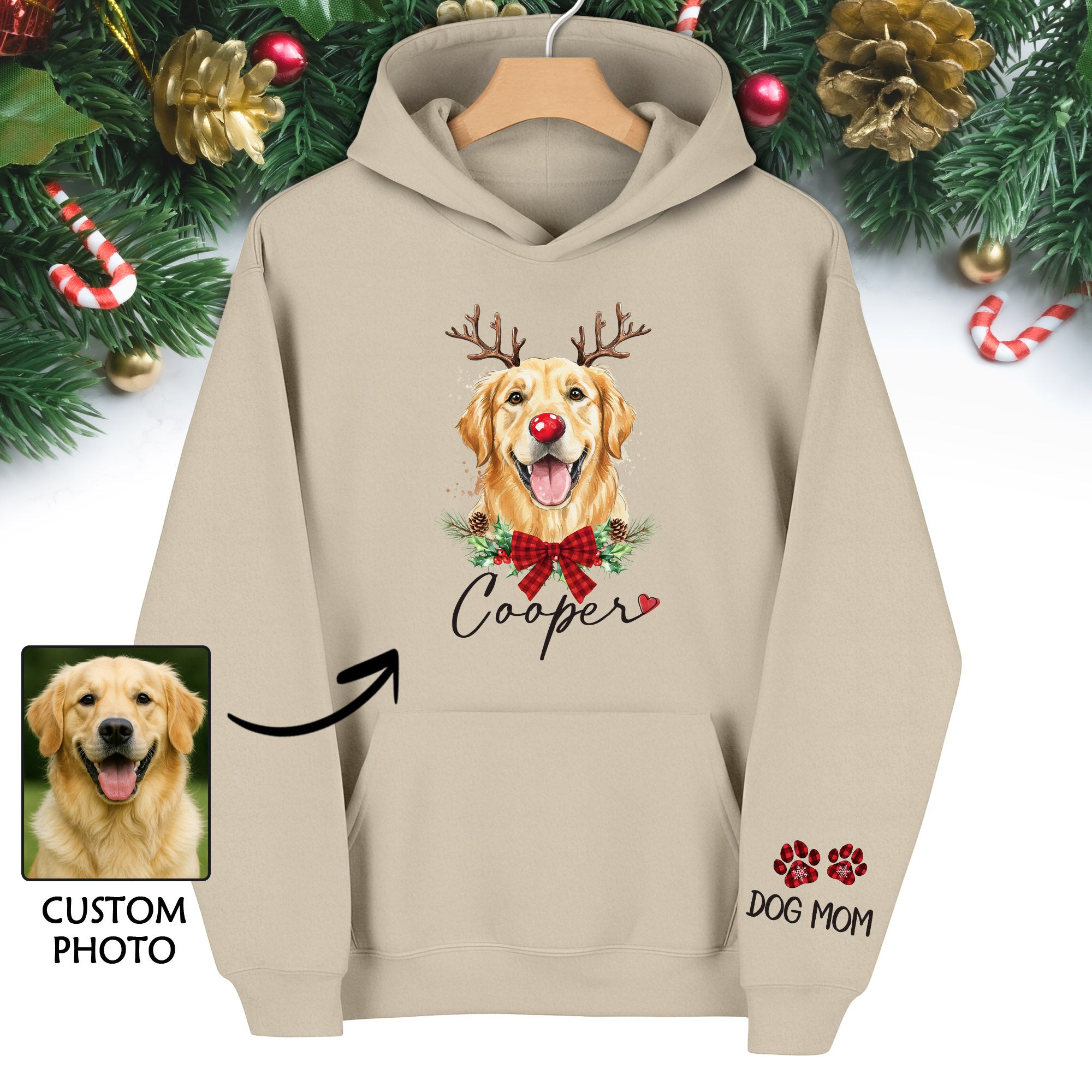 Dog Mom Christmas Hoodie – Cozy Holiday Sweatshirt for Pet Lovers