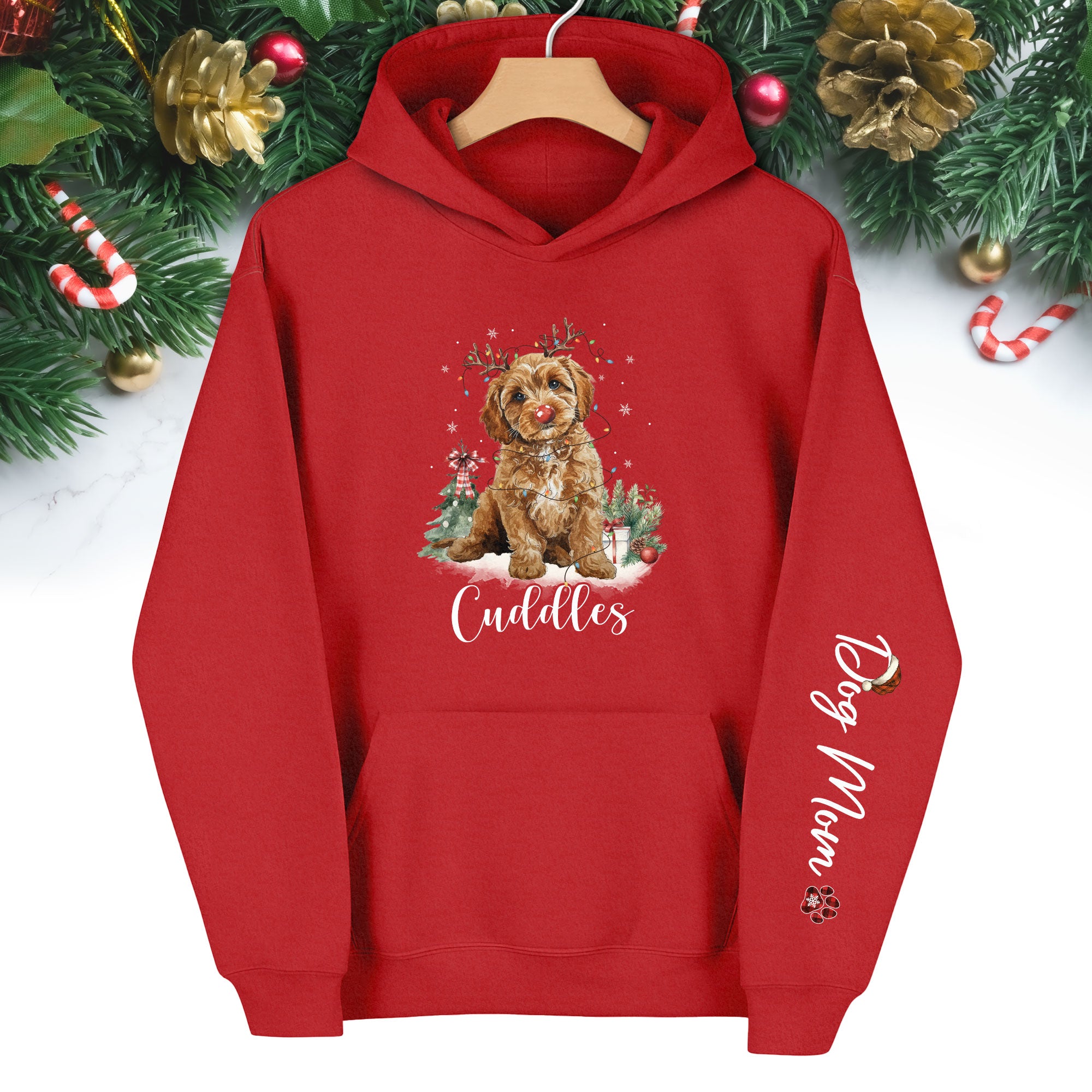 Holiday Dog Mom Hoodie – Perfect Christmas Gift for Puppy Lovers