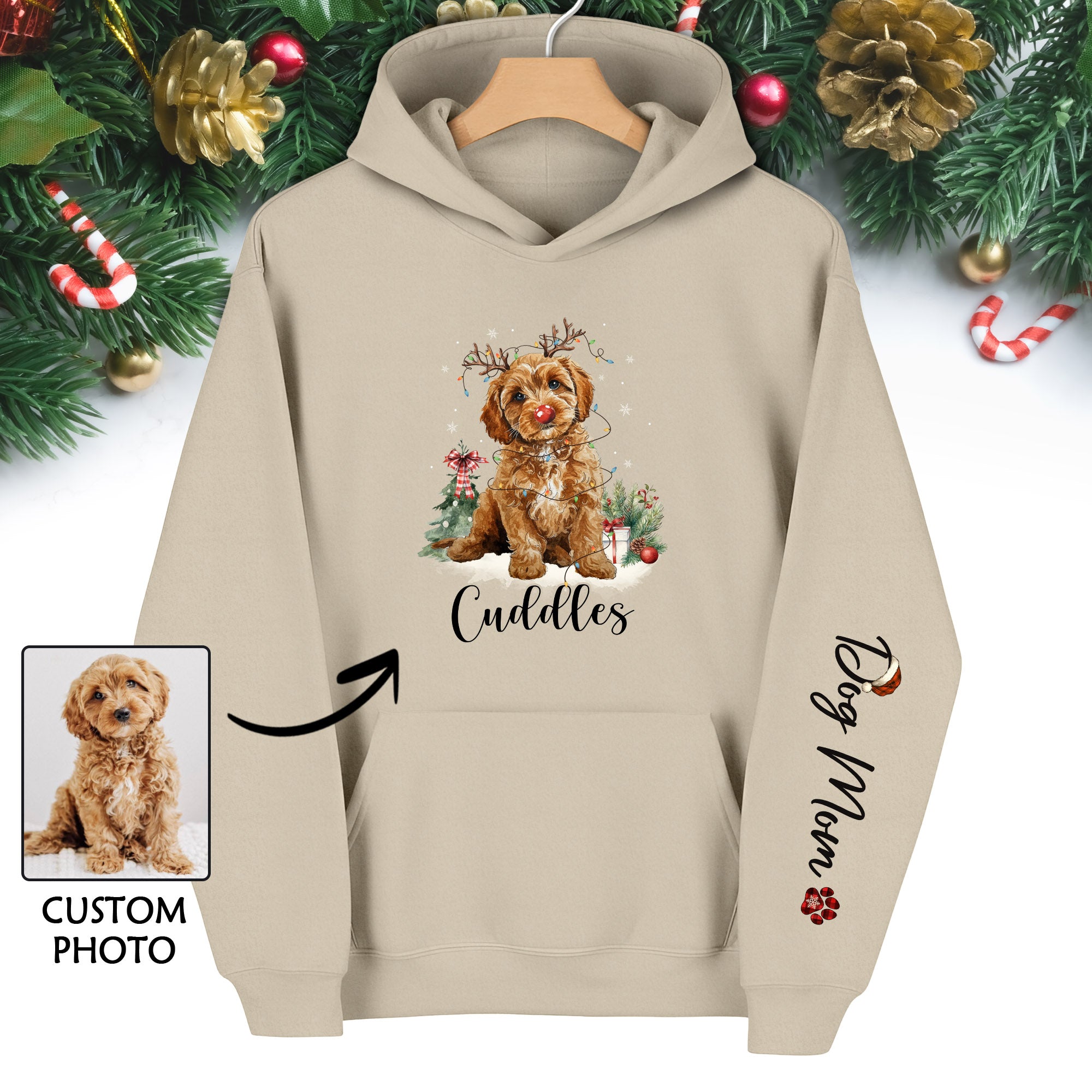 Holiday Dog Mom Hoodie – Perfect Christmas Gift for Puppy Lovers