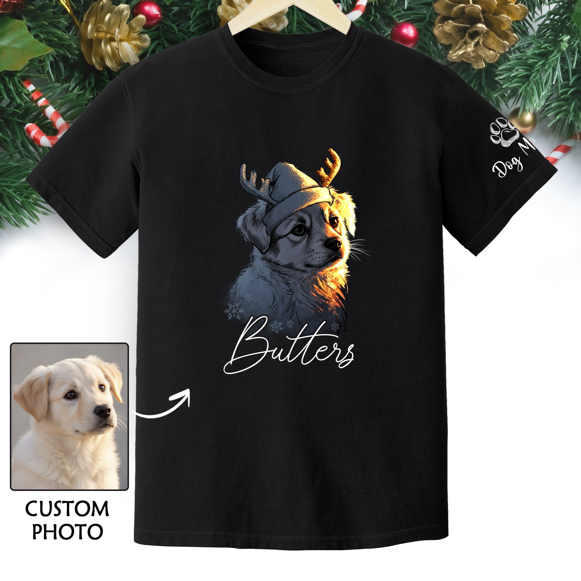 Festive Dog Mom Tee – Christmas Shirt for Women Who Love Their Pup