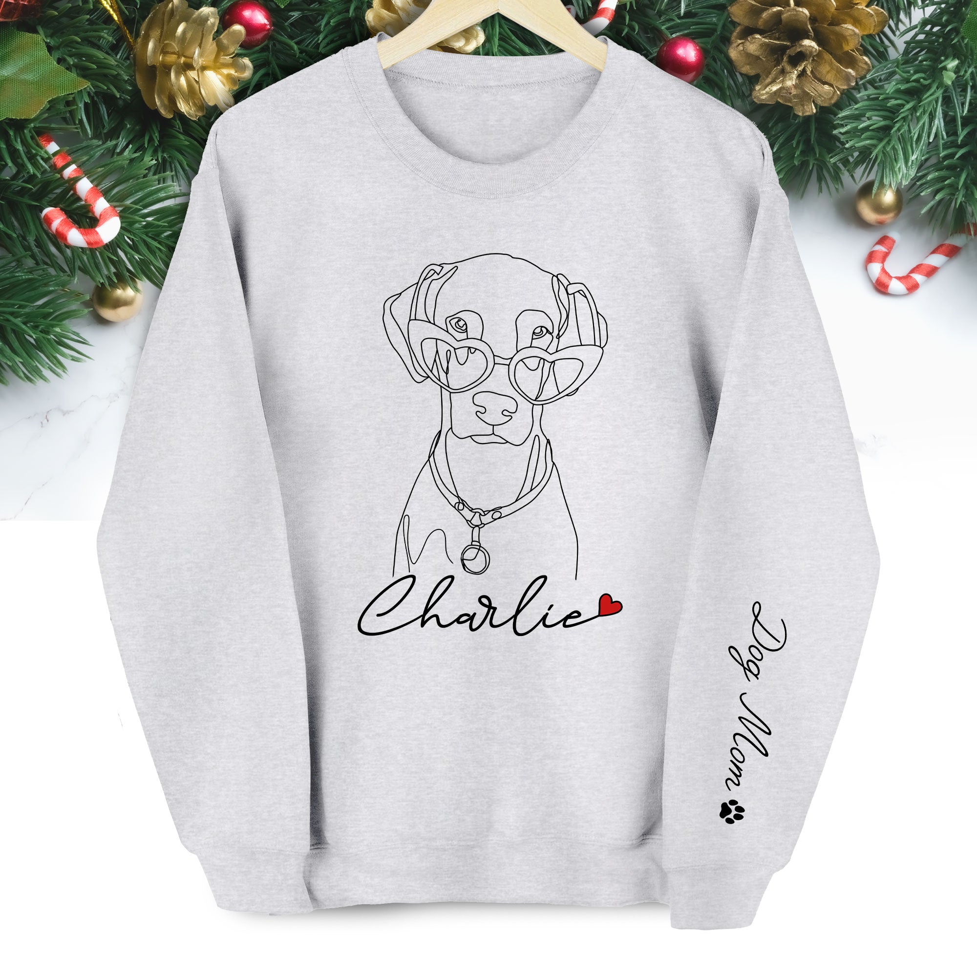 Custom Dog Sweatshirt for Dog Moms – Personalized with Your Pet’s Line Art