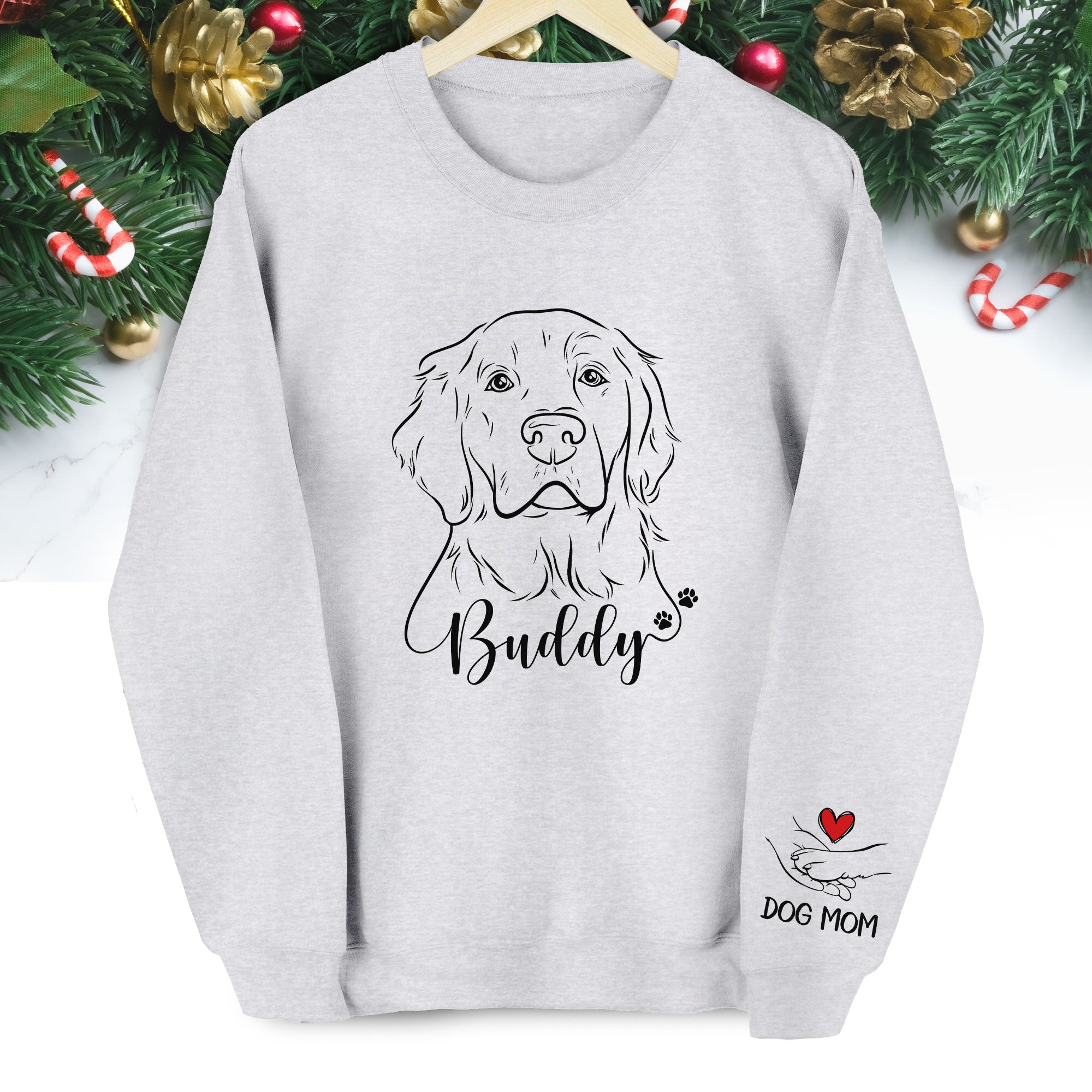 Custom Dog Mom Sweatshirt – Personalized Pet Photo Holiday Gift for Pet Lovers