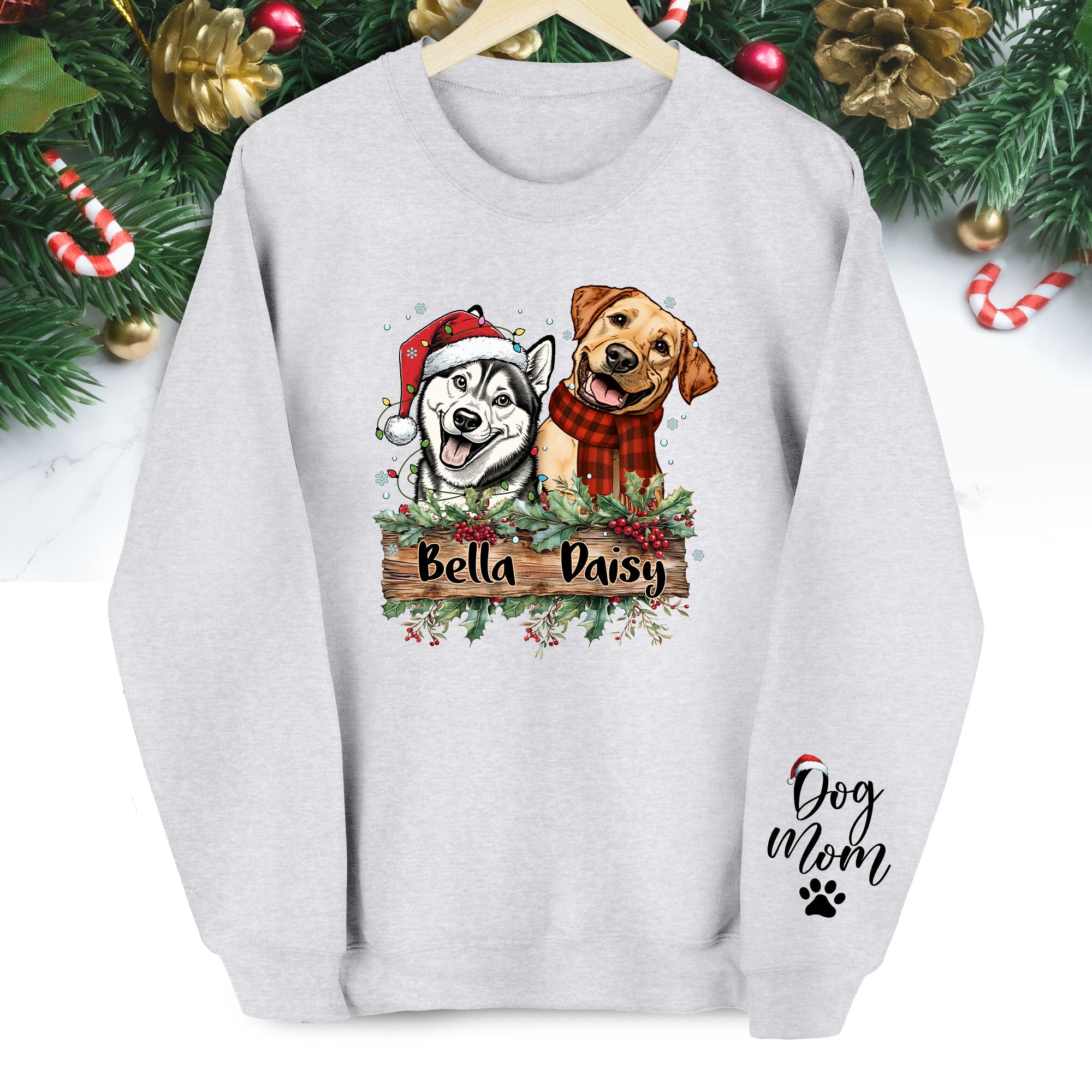 Personalized Pet Sweatshirt – Custom Two Dogs Design