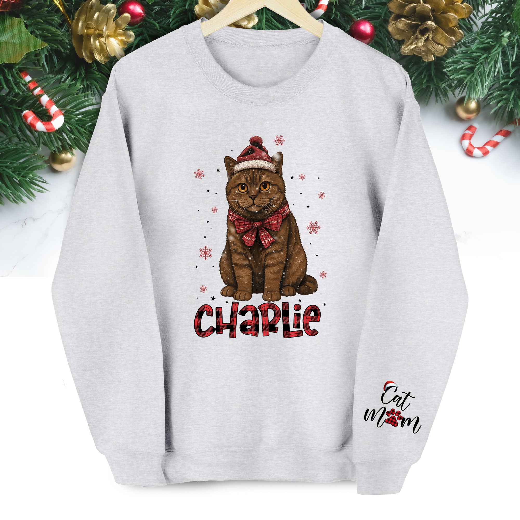 Personalized Cat Mom Sweatshirt  – Custom Christmas Sweatshirt