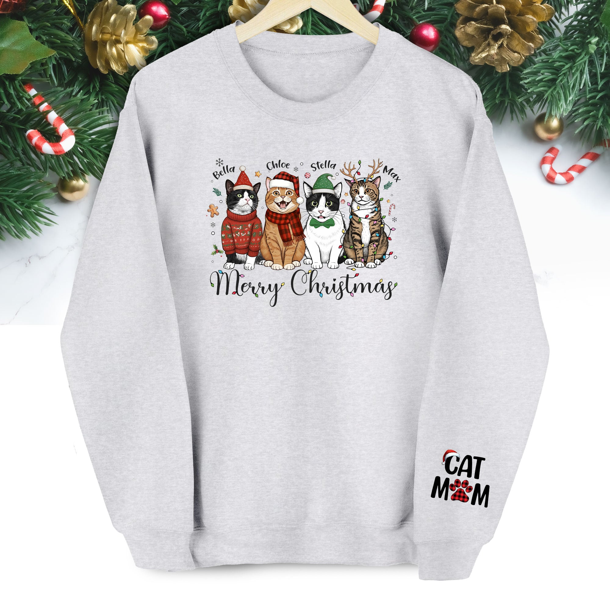 Custom Cat Mom Sweatshirt – Christmas Sweatshirt  for Women