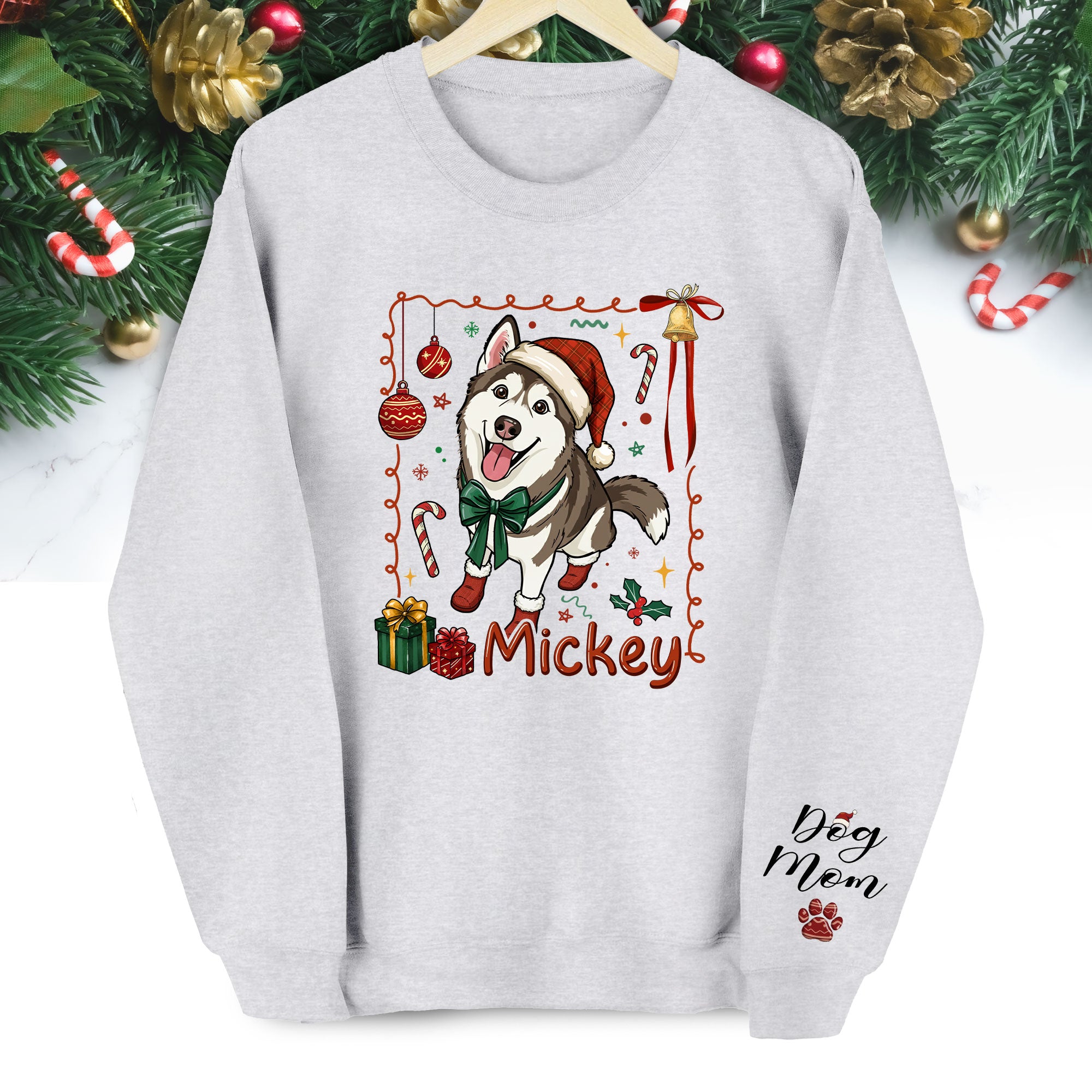 Personalized Dog Mom Sweatshirt – Custom Christmas Sweatshirt for Women