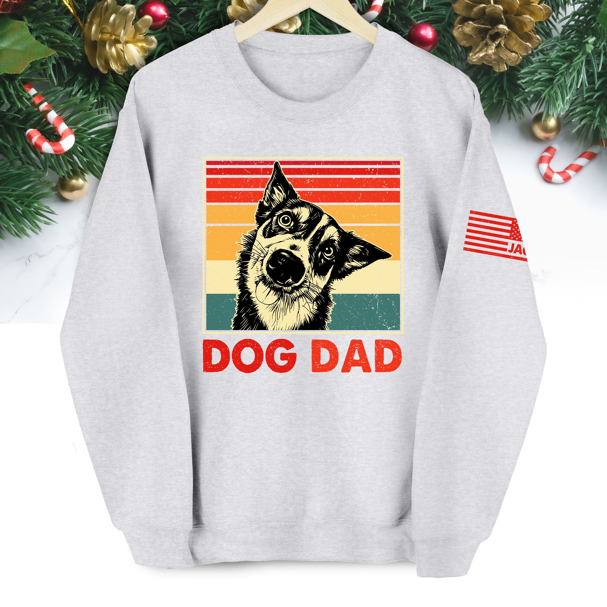 Personalized Dog Dad Sweatshirt – Custom Retro Dog Art, Perfect Gift for Dog Lovers