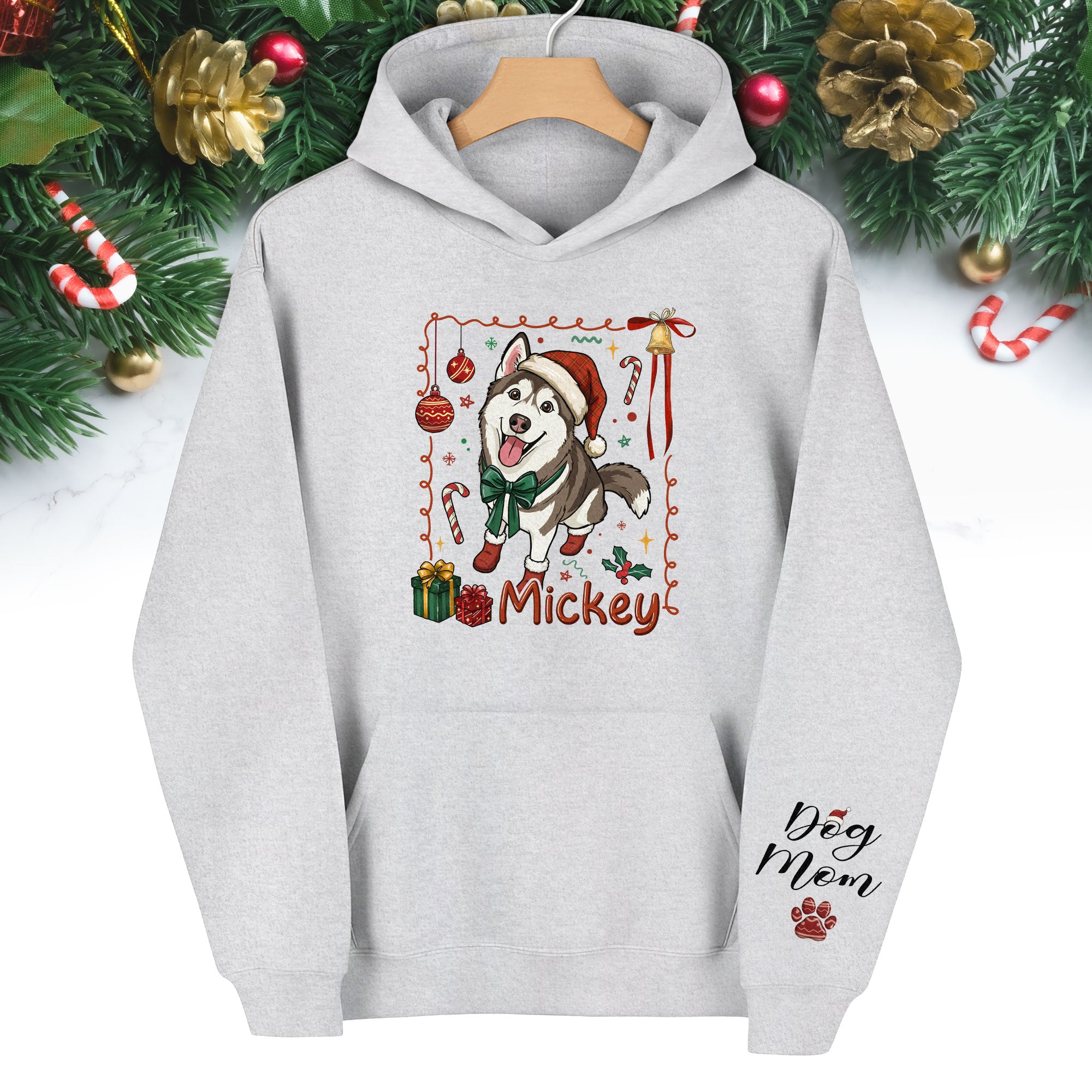Custom Dog Christmas Hoodie – Personalized Pet Photo Gift for Dog Moms