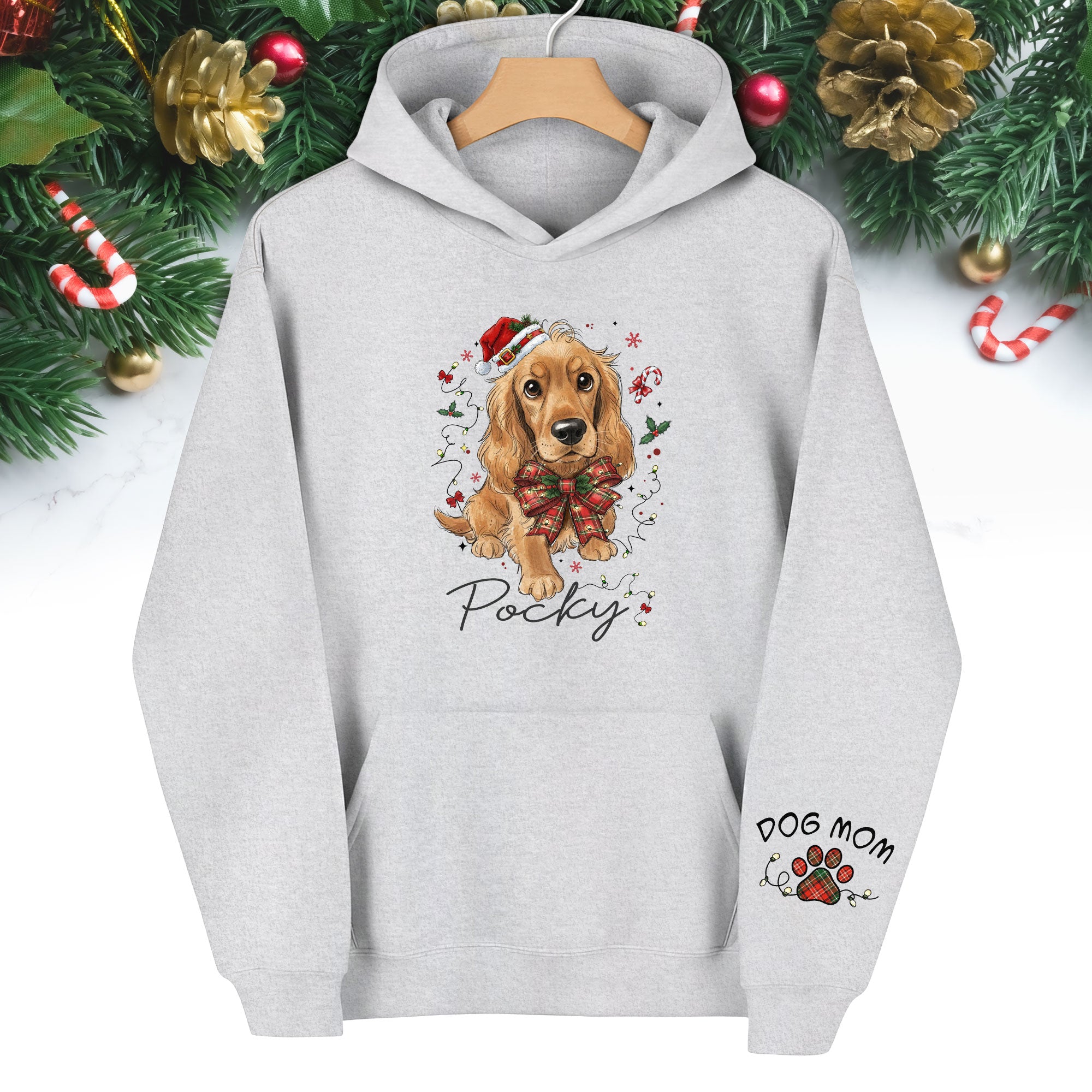 Custom Christmas Dog Hoodie – Personalized Pet Photo Gift for Dog Moms