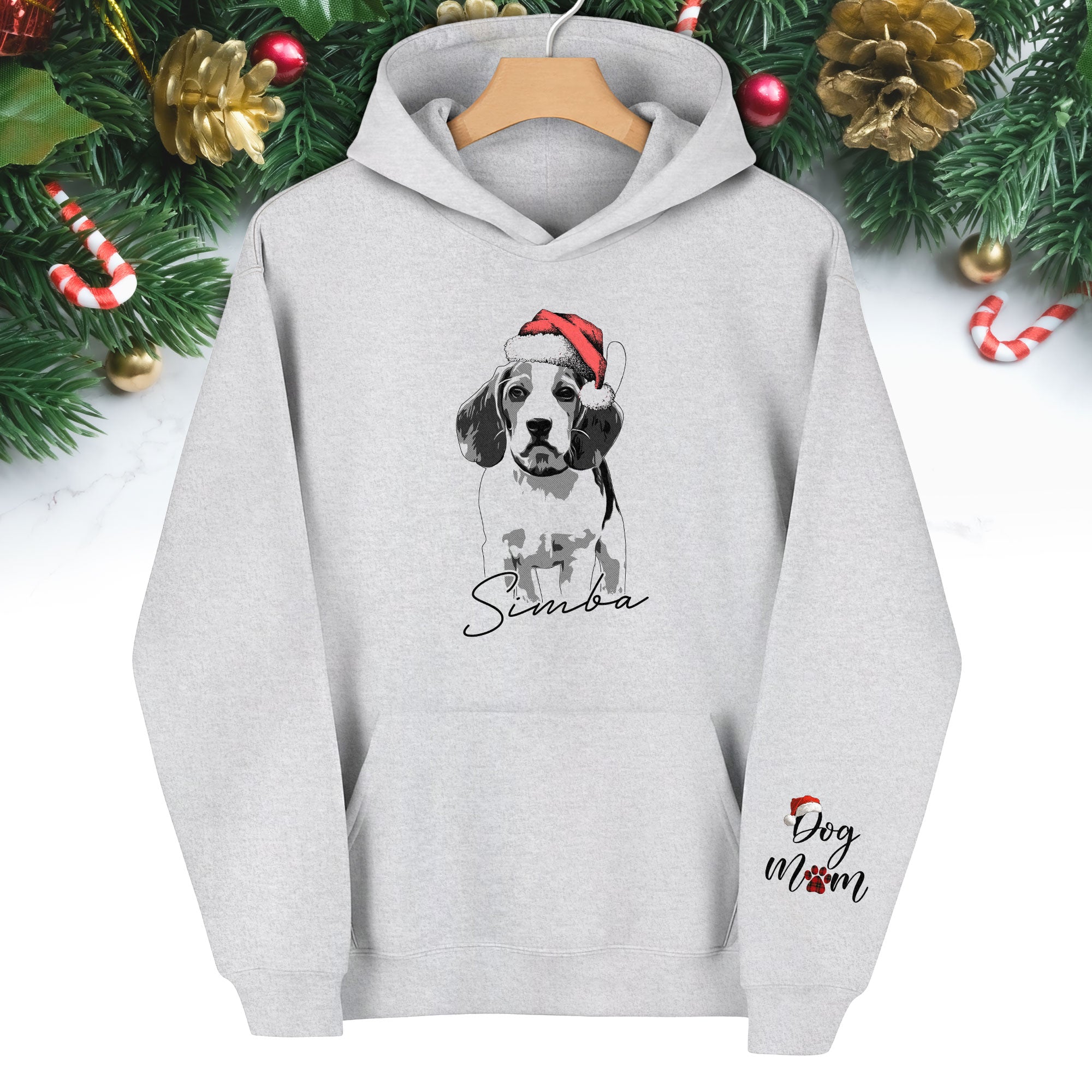 Custom Pet Photo Hoodie – Personalized Dog Hoodie with Christmas Design for Dog Lovers