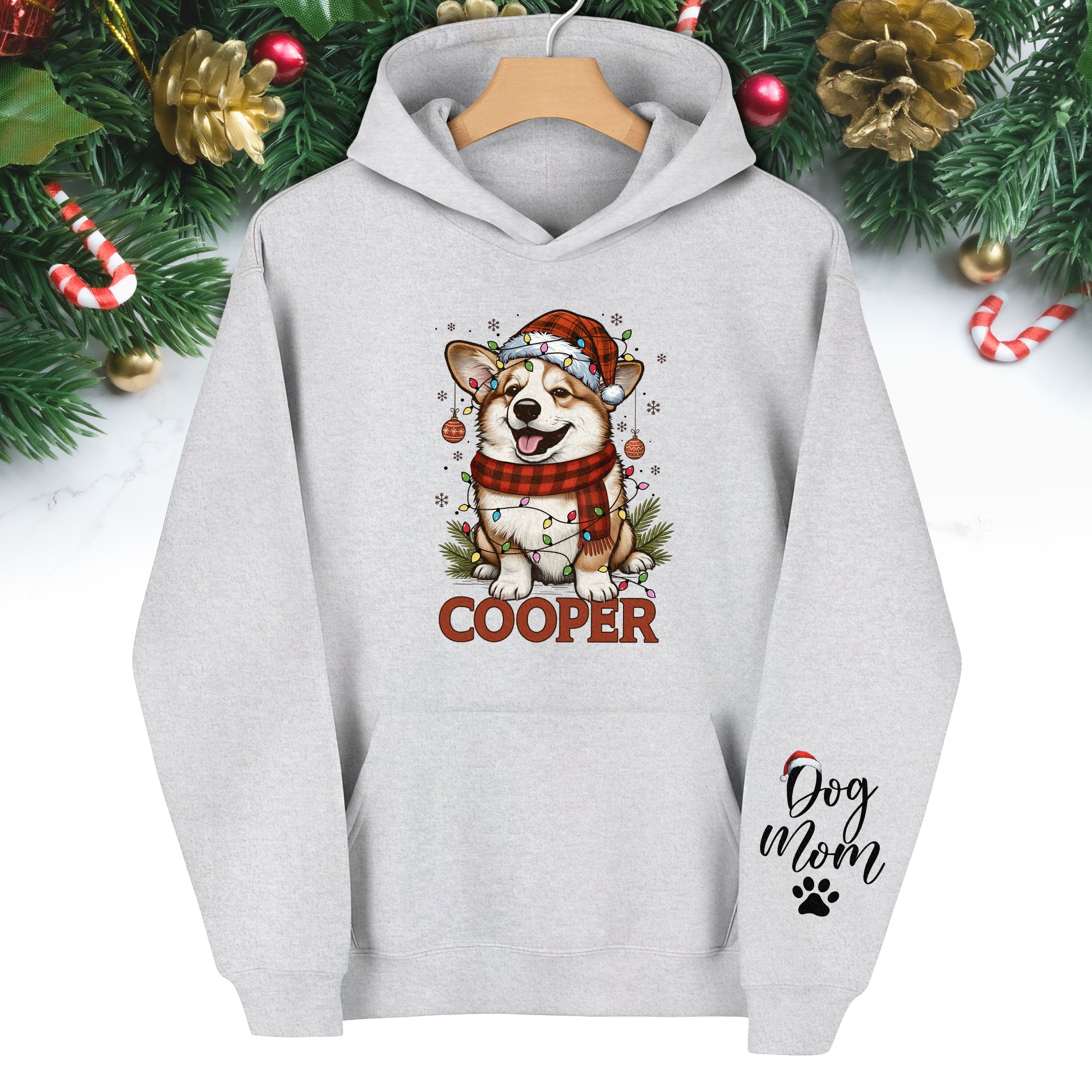 Custom Dog Mom Hoodie – Personalized Pet Photo Christmas Hoodie, Cute Gift for Dog Lovers
