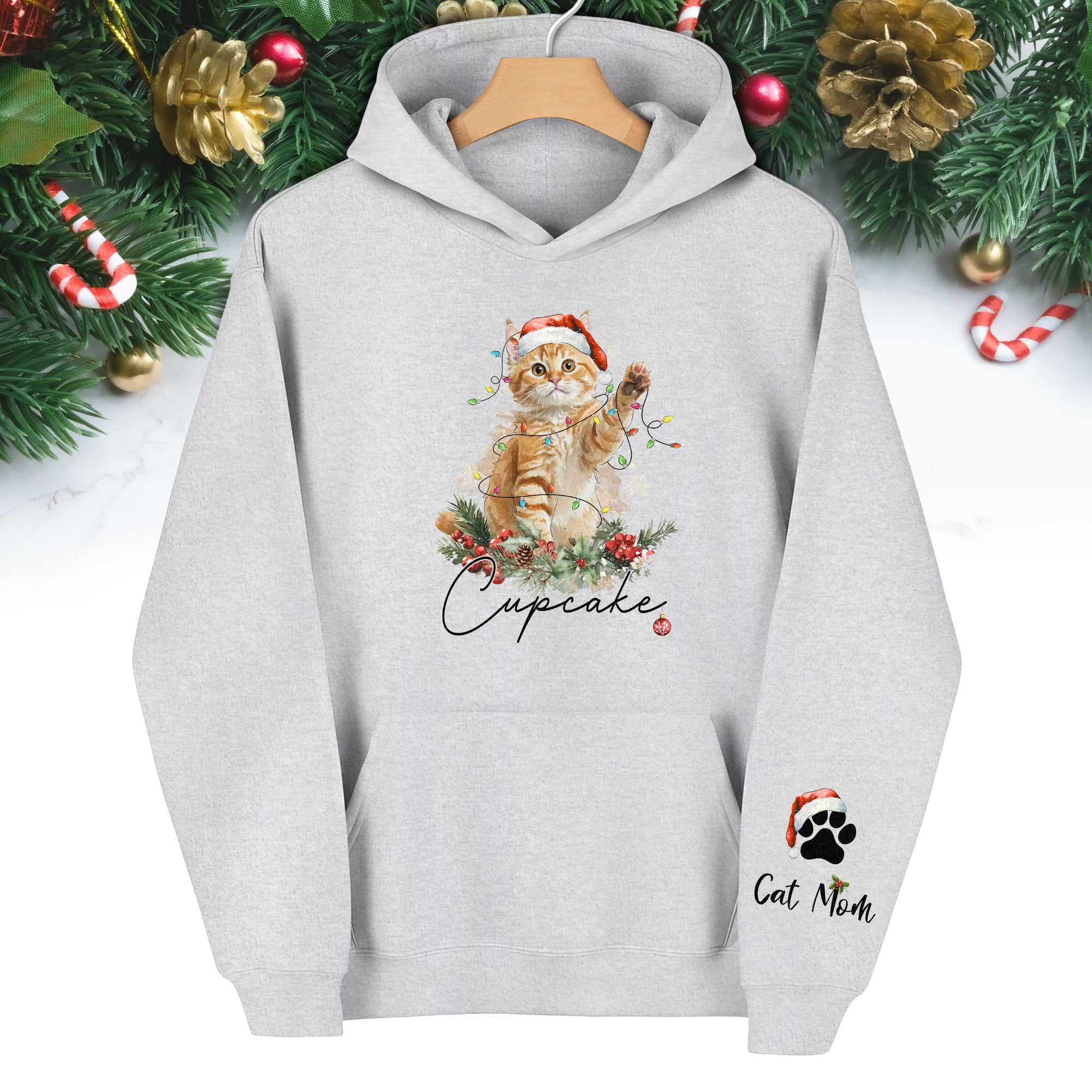 Custom Cat Mom Hoodie – Personalized Pet Photo Hoodie, Cute Christmas Gift for Women