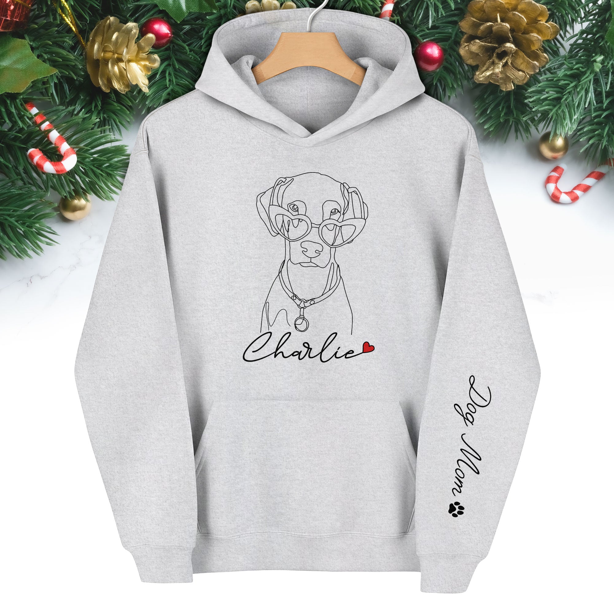 Custom Line Art Dog Hoodie – Personalized Pet Drawing & Name Gift for Pet Owners