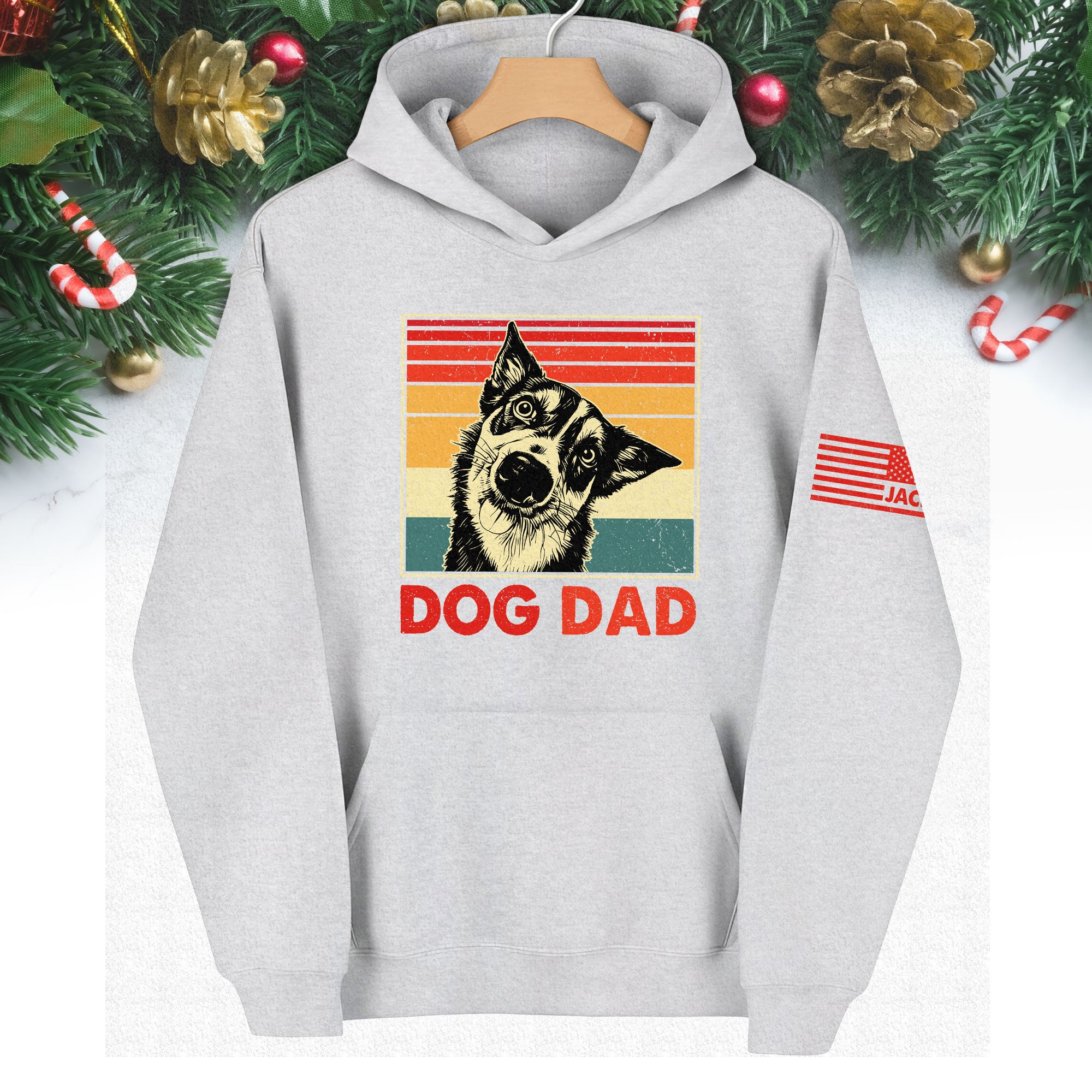 Custom Dog Dad Hoodie – Personalized Pet Photo Retro Hoodie, Gift for Dog Lovers