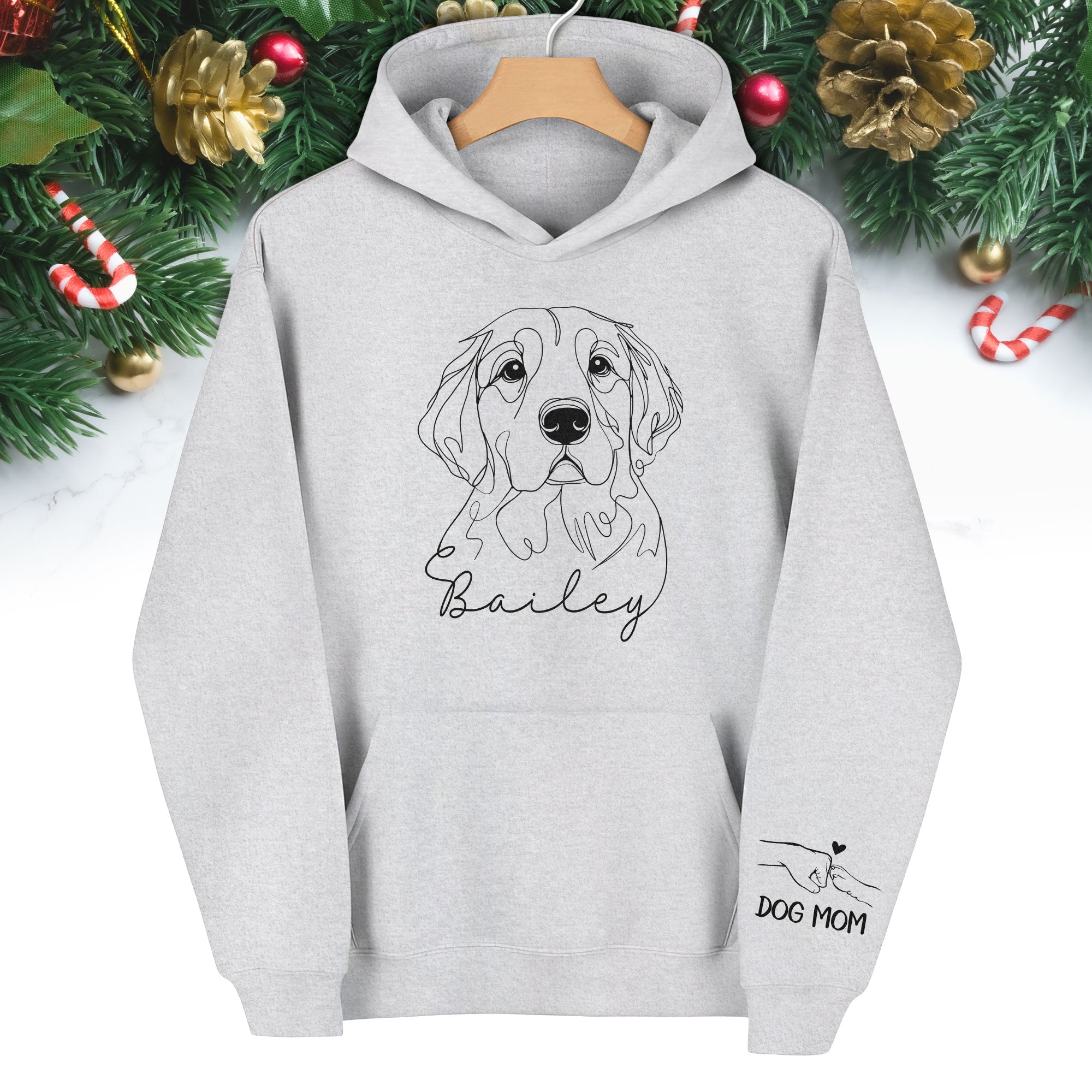 Personalized Pet Line Art Hoodie – Custom Dog or Cat Drawing with Name | Dog Mom Gift