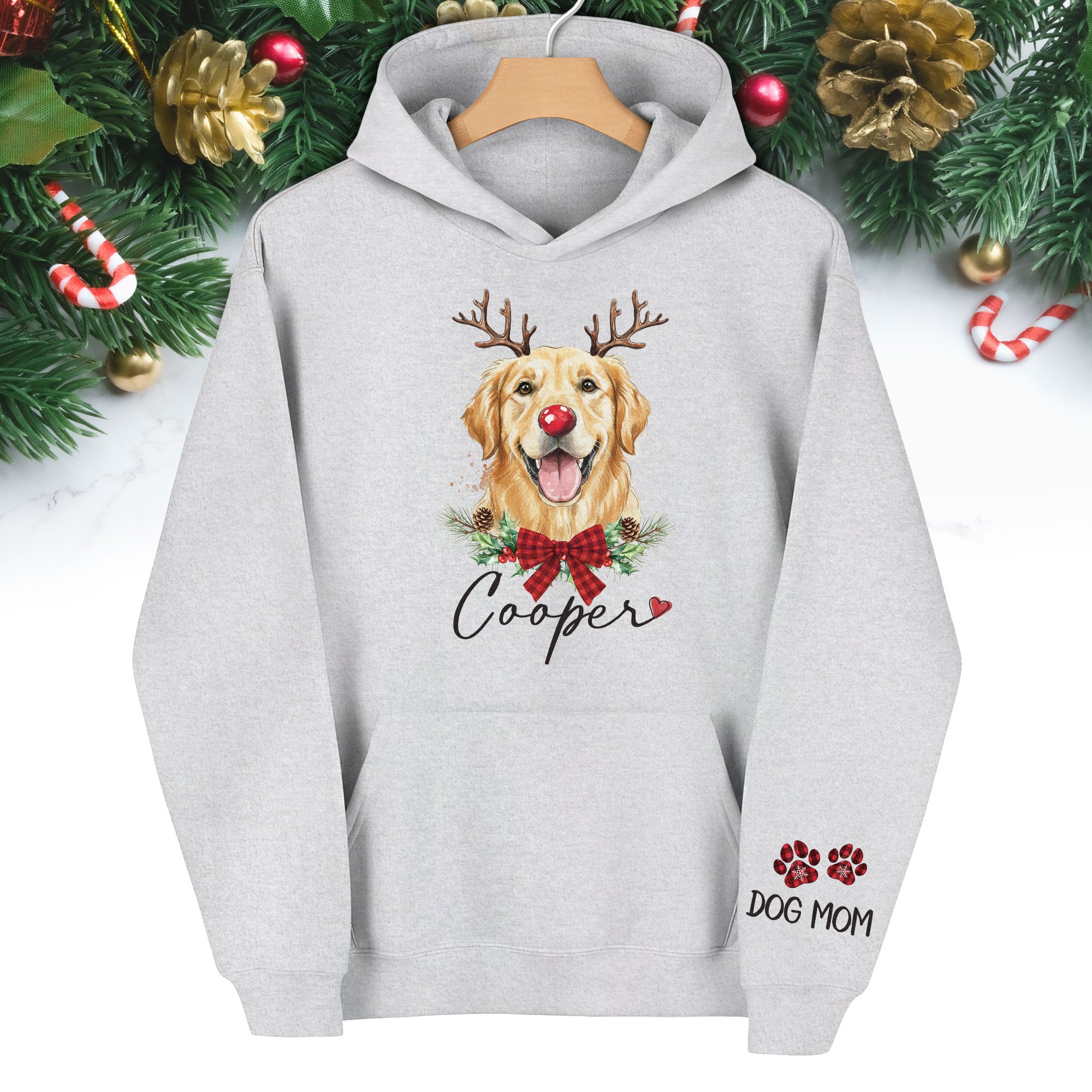 Dog Mom Christmas Hoodie – Cozy Holiday Sweatshirt for Pet Lovers