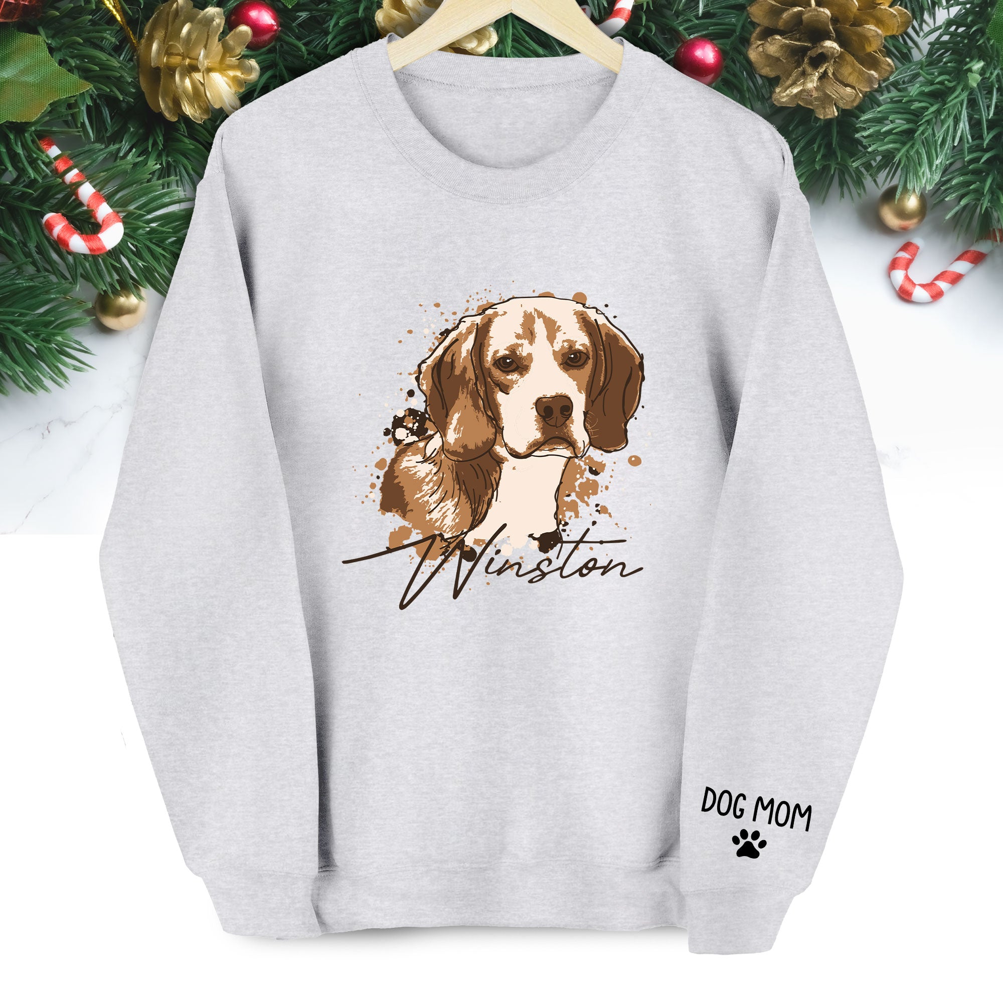 Personalized Dog Sweatshirt - Custom Pet Photo Gift for Dog Mom Christmas