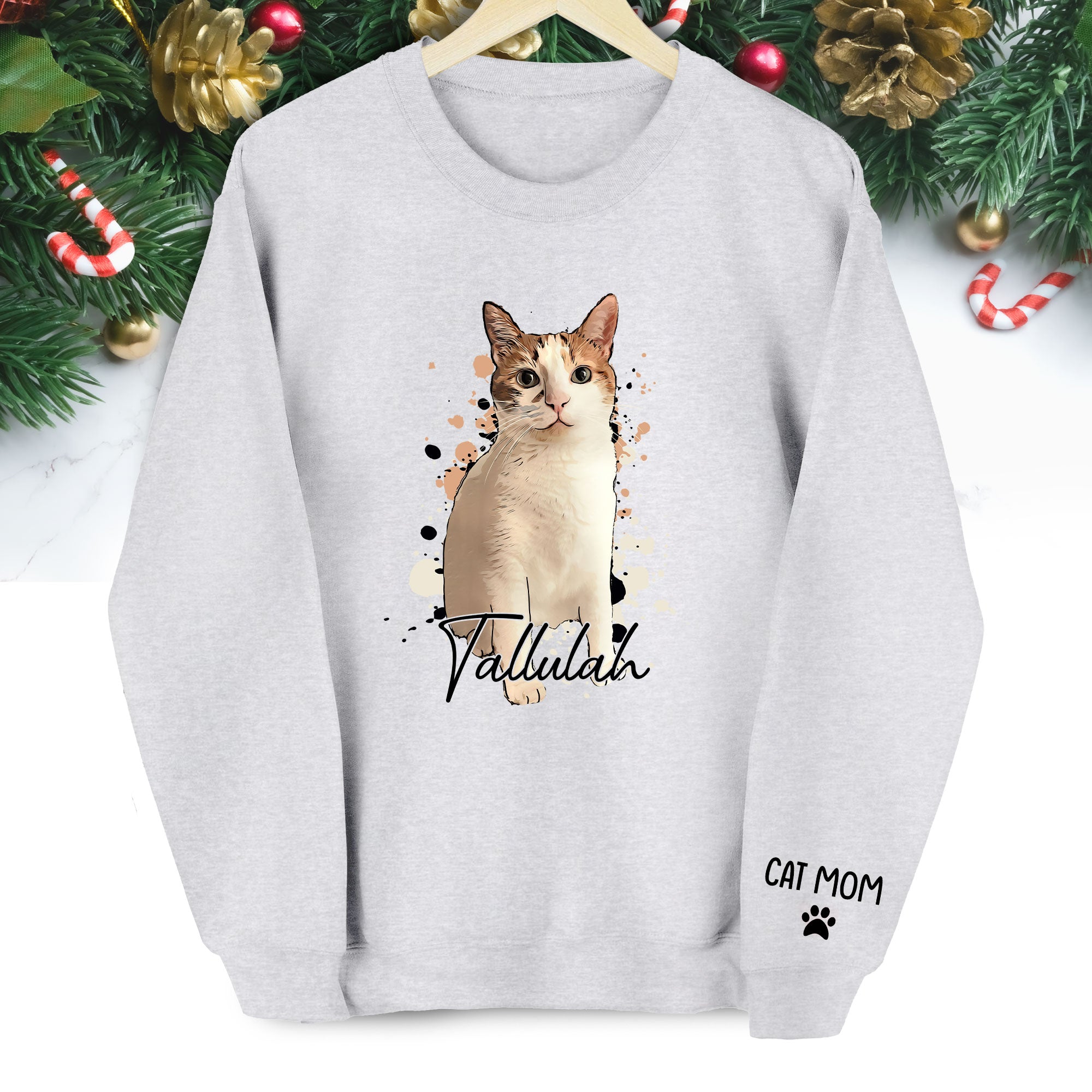 Personalized Cat Mom Sweatshirt – Custom Photo Sweatshirt for Women Cat Lovers
