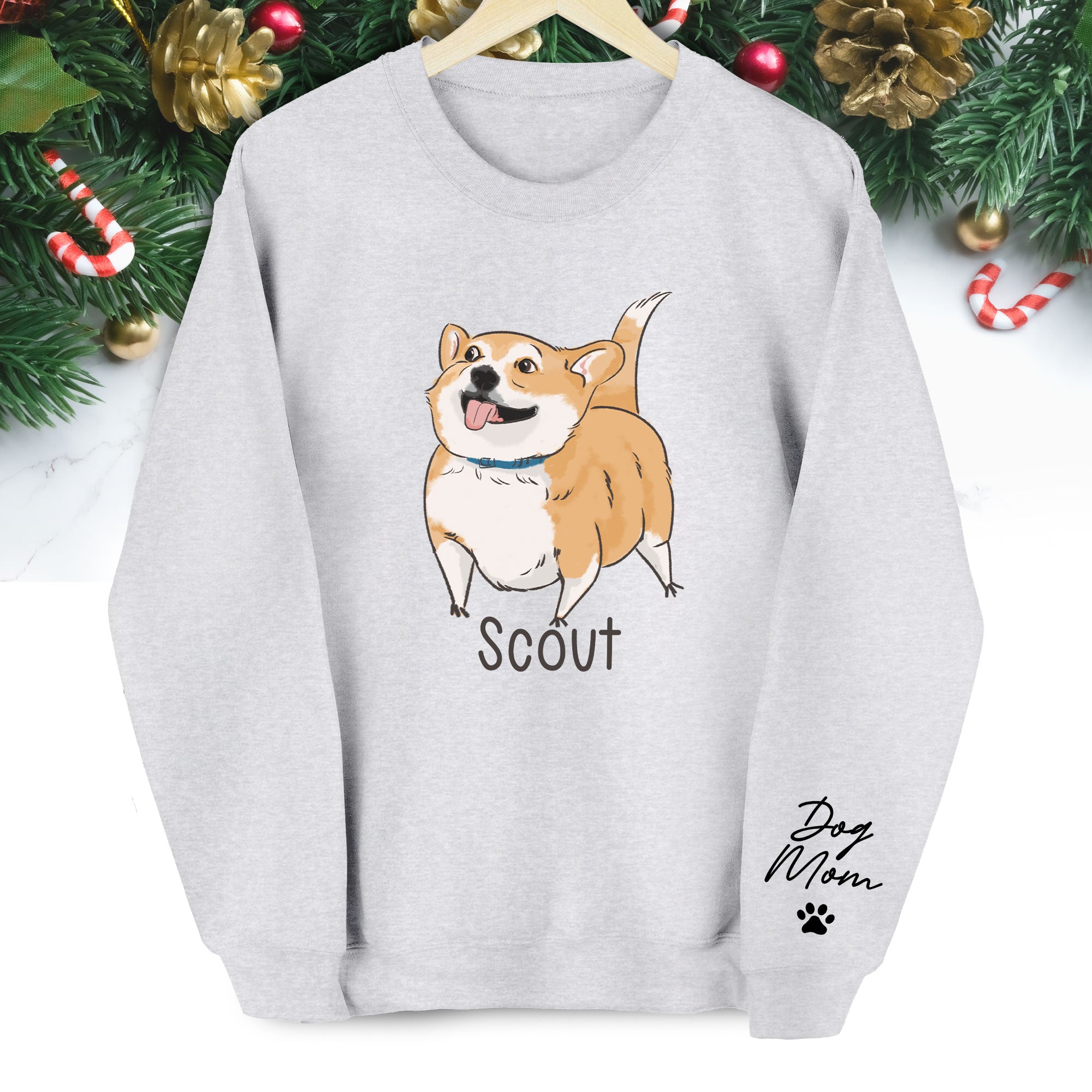 Custom Dog Sweatshirt - Photo & Text Personalized Christmas Gift for Pet Lovers