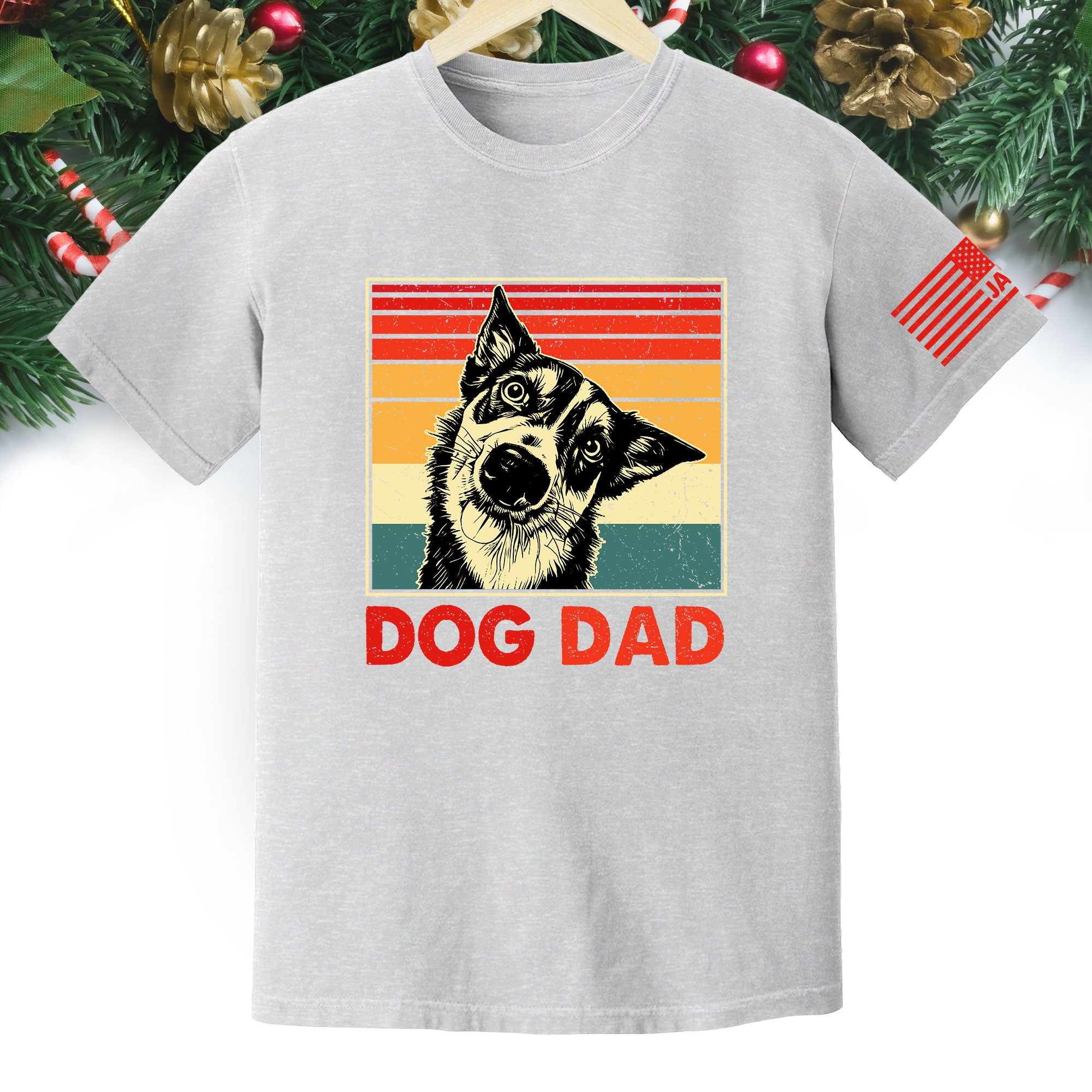 Custom Dog Dad T-Shirt – Personalized Pet Portrait Vintage Tee, Unique Gift for Dog Lovers