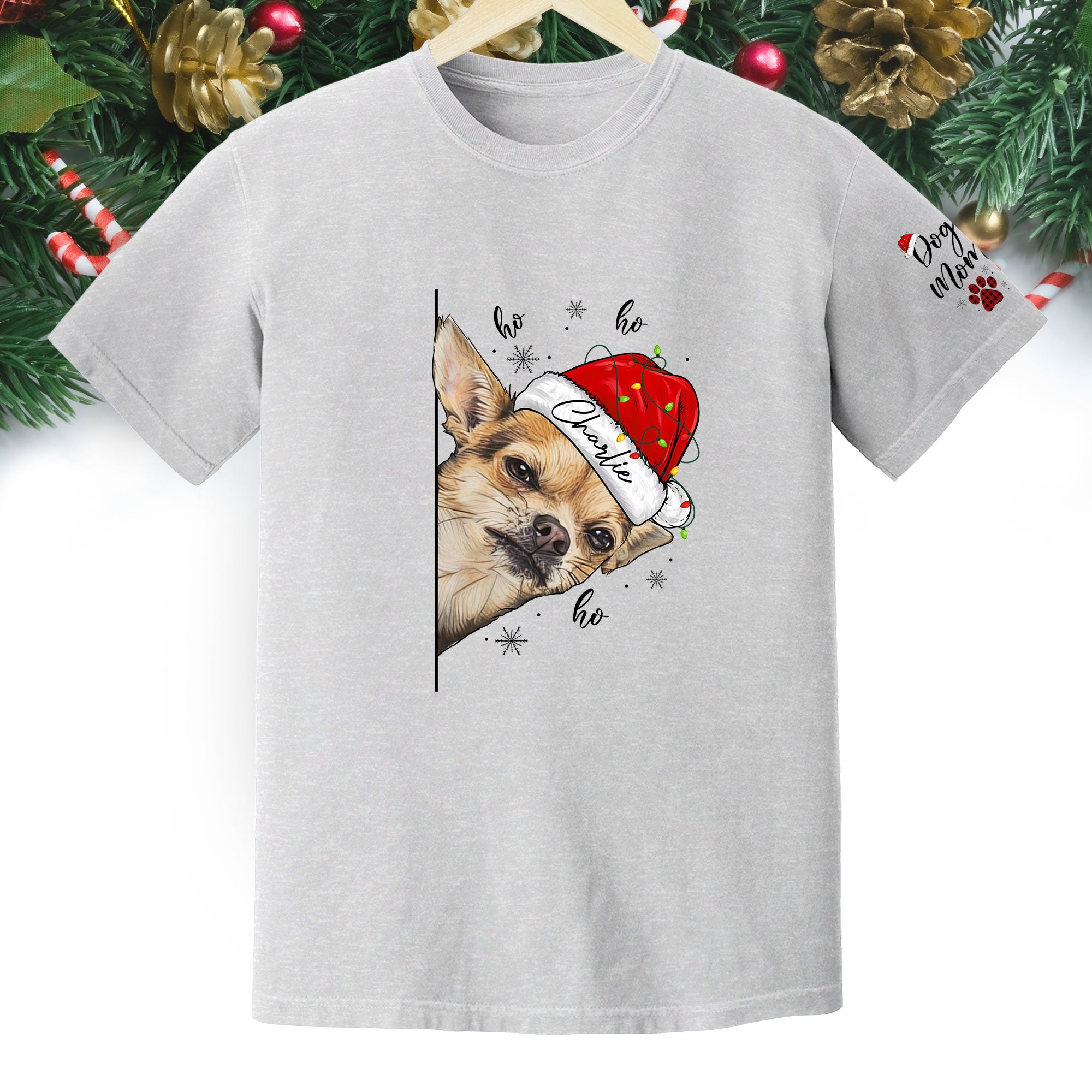 Custom Pet T-Shirt – Personalized Dog Photo Shirt, Christmas Gift for Women Dog Mom