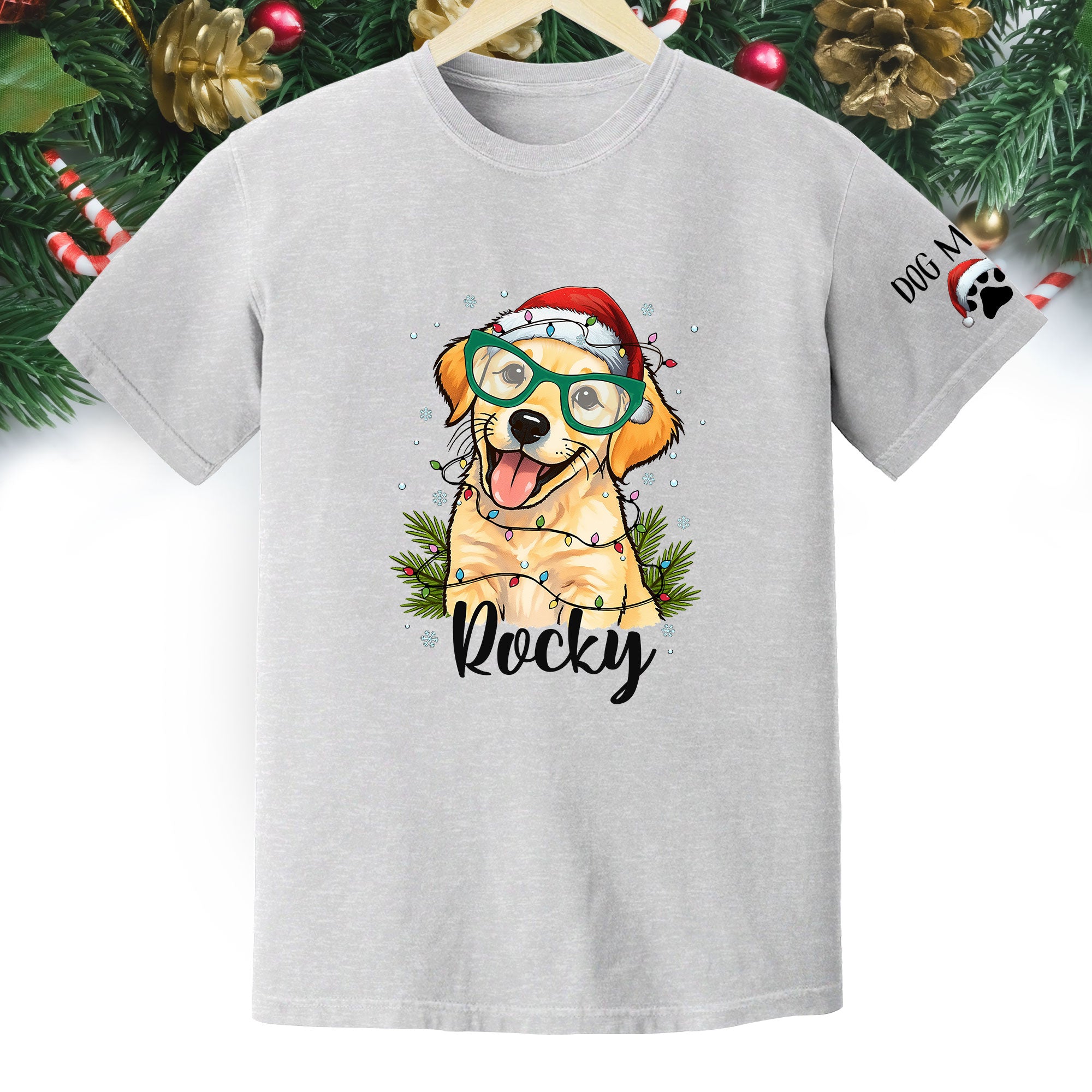 Custom Pet Christmas Shirt – Personalized Dog T-Shirt, Cute Holiday Gift for Pet Lovers
