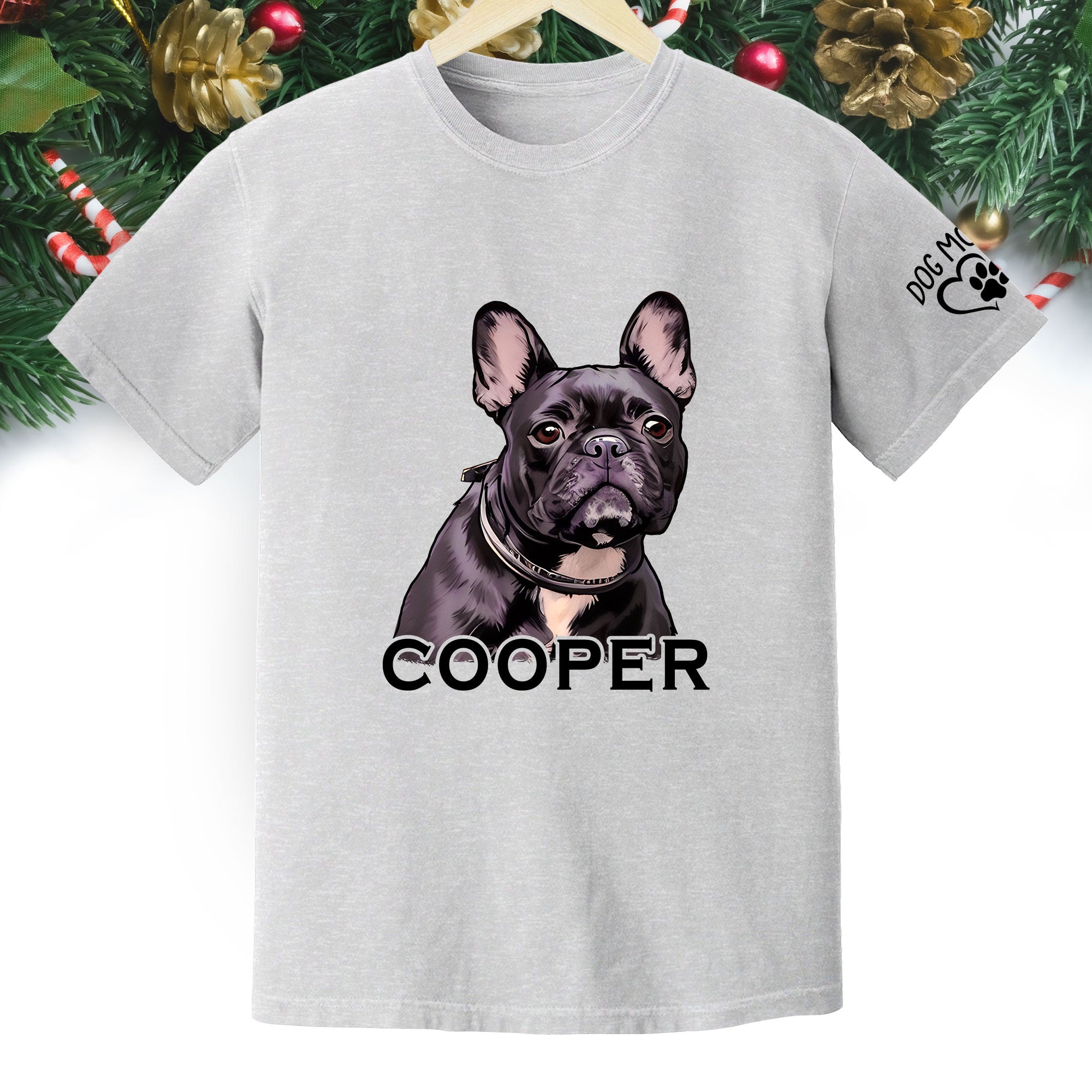Custom Dog Mom T-Shirt – Personalized Pet Portrait & Name, Cute Dog Lover Gift