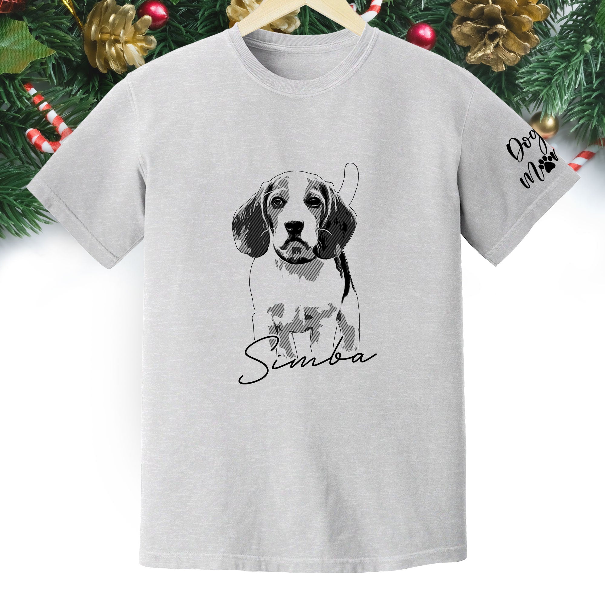 Custom Dog Lover T-Shirt with Name & Sleeve Print – Personalized Pet Graphic Tee