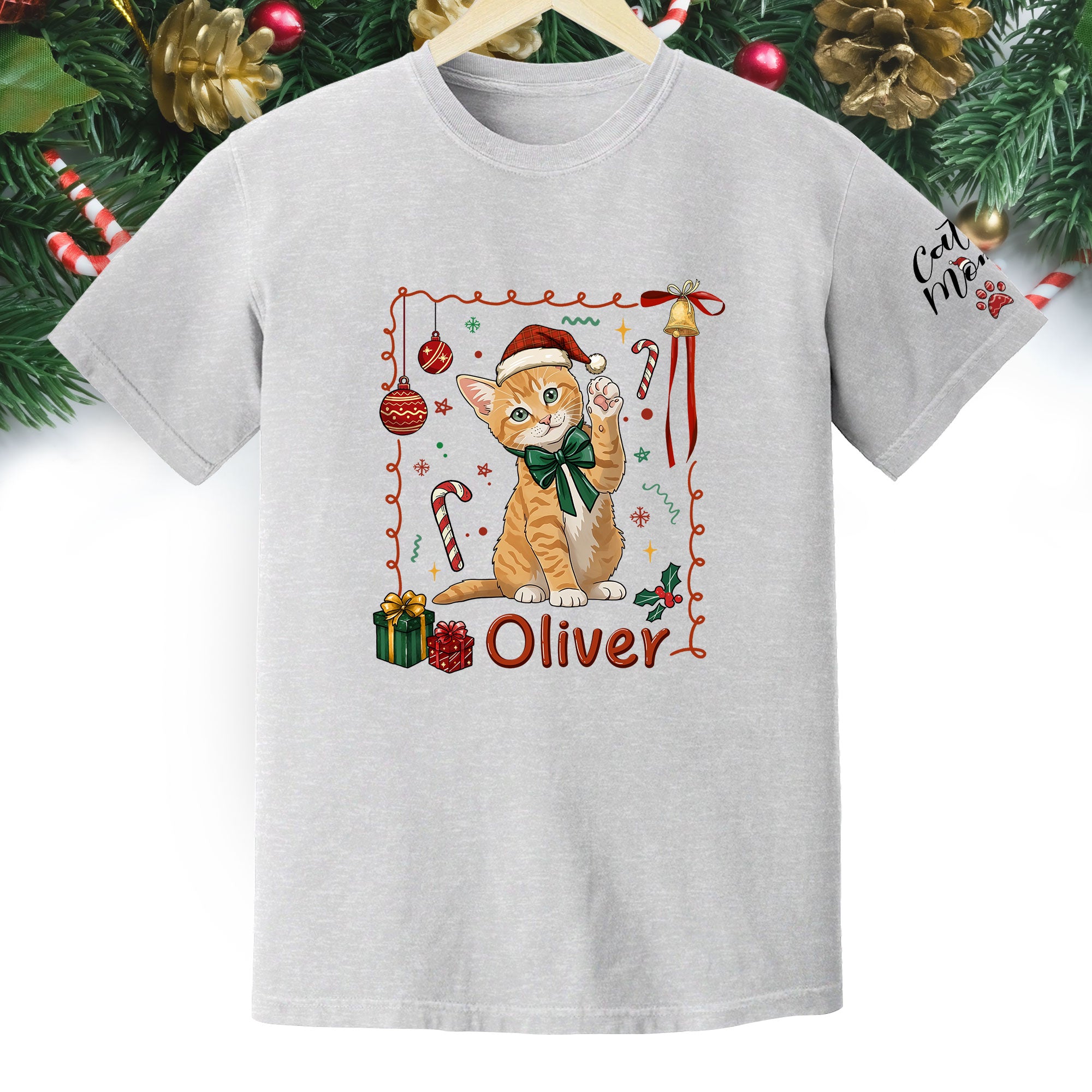 Personalized Cat Mom Shirt, Custom Cat Mom Shirt, Christmas Shirts For Women