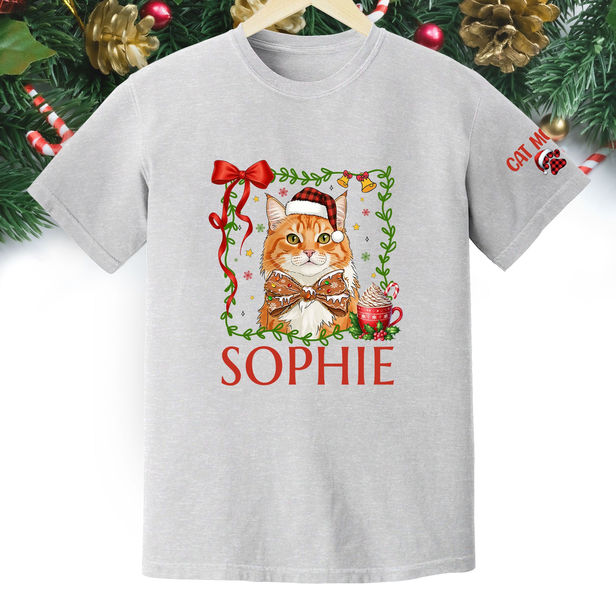 Custom Pet Christmas Shirt – Personalized Cat Photo Tee, Funny Holiday Gift for Cat Lovers