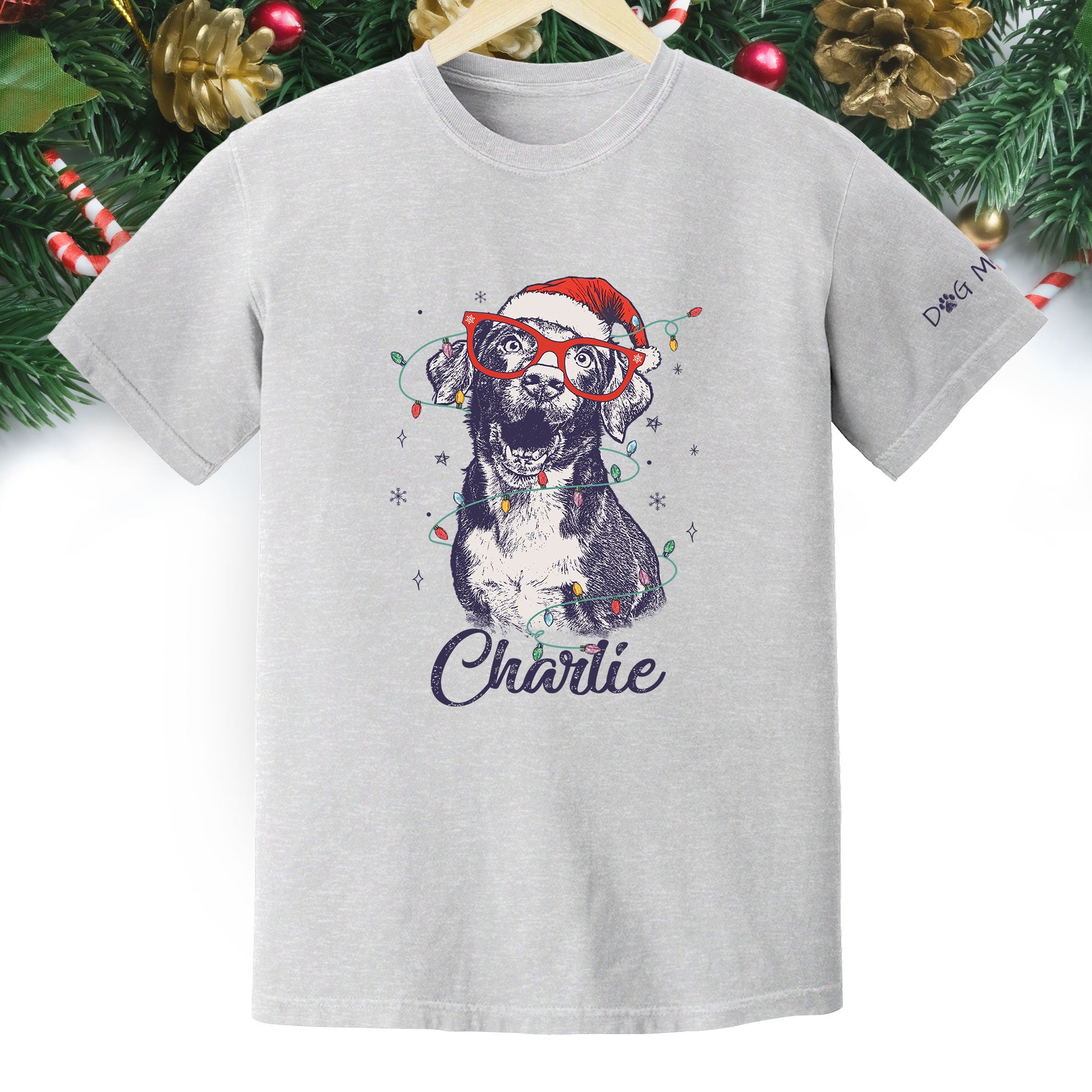 Personalized Dog Christmas Shirt – Custom Pet Photo Tee, Holiday Gift for Dog Mom