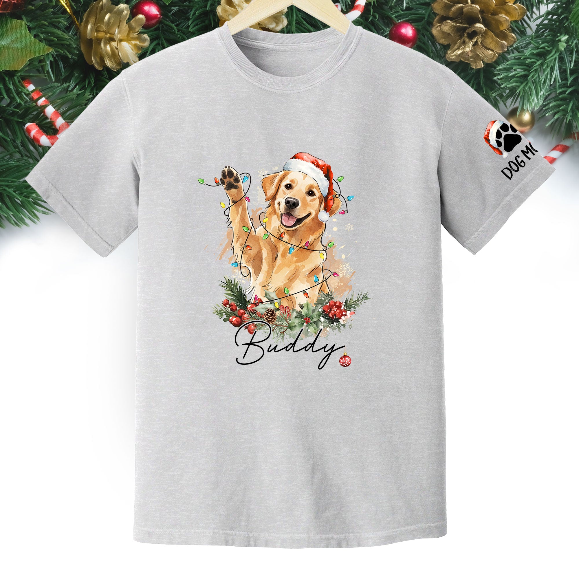 Custom Pet Photo T-Shirt – Personalized Dog Christmas Tee, Funny Gift for Dog Lovers