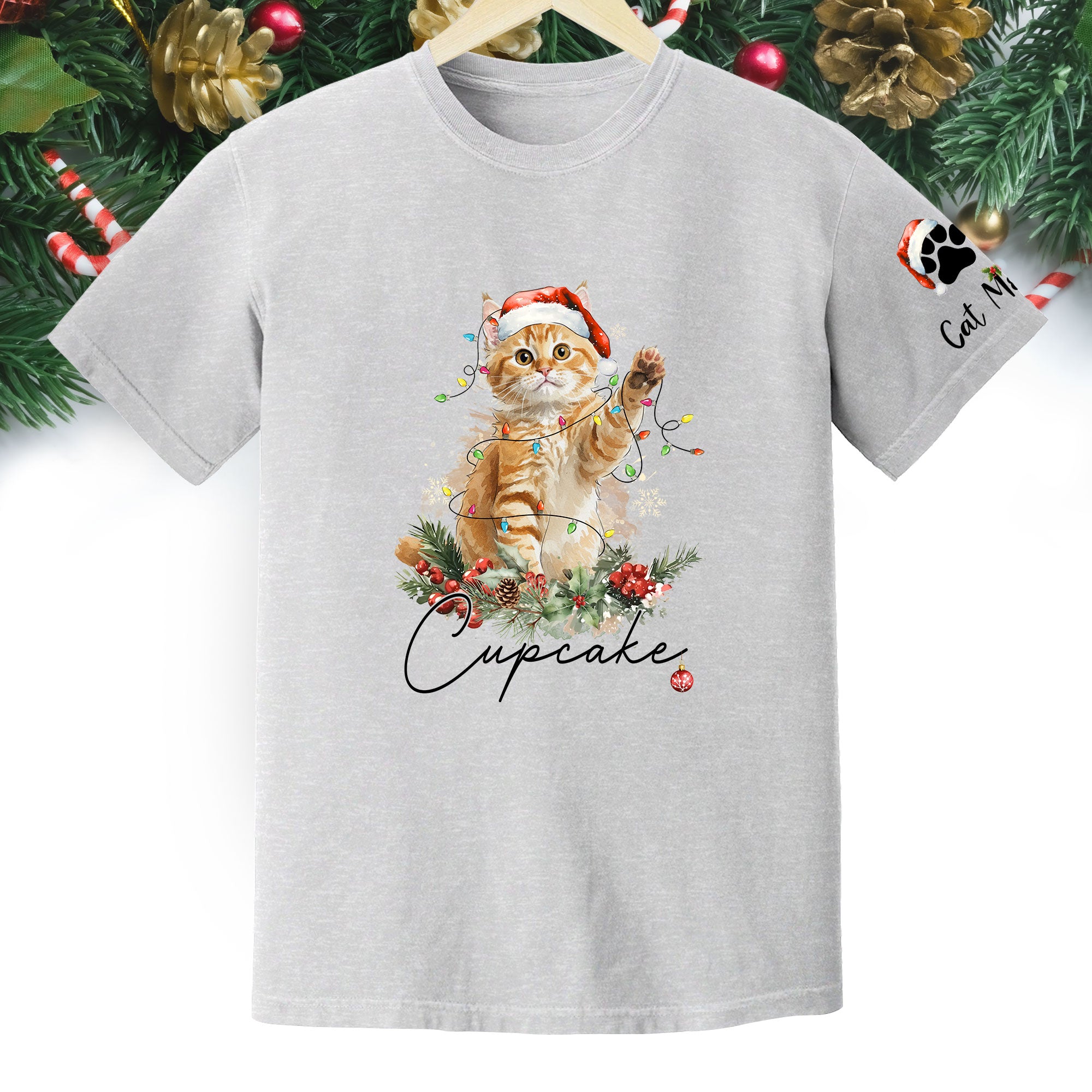 Custom Cat Lover T-Shirt – Personalized Pet Photo Christmas Shirt, Cute Gift for Pet Lovers