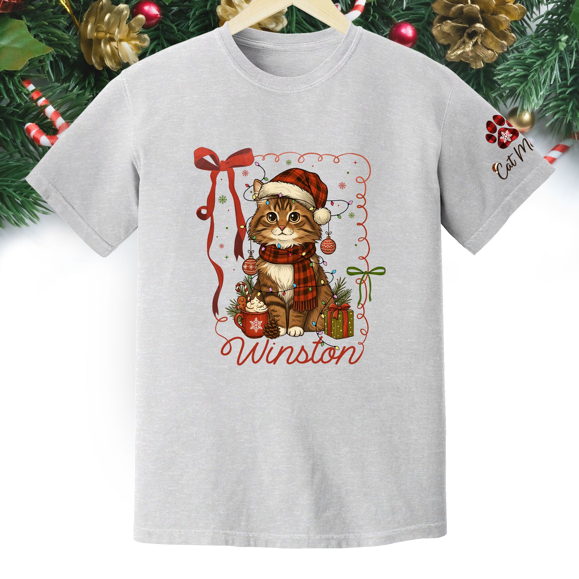 Custom Pet Christmas Shirt – Personalized Cat Photo Tee, Funny Holiday Gift for Pet Lovers