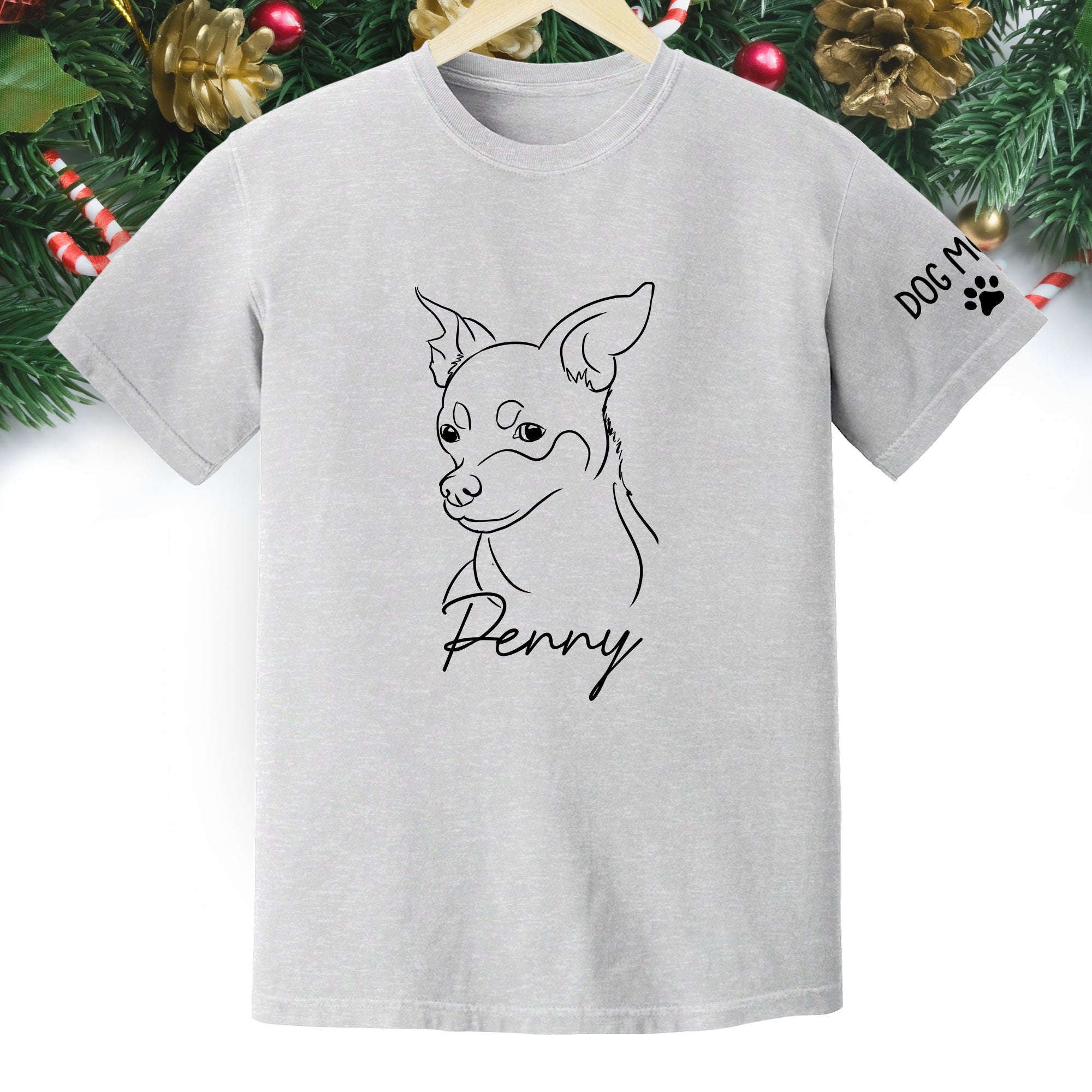 Personalized Dog Mom T-Shirt – Custom Dog Line Art Tee with Pet Name, Unique Gift for Dog Lovers